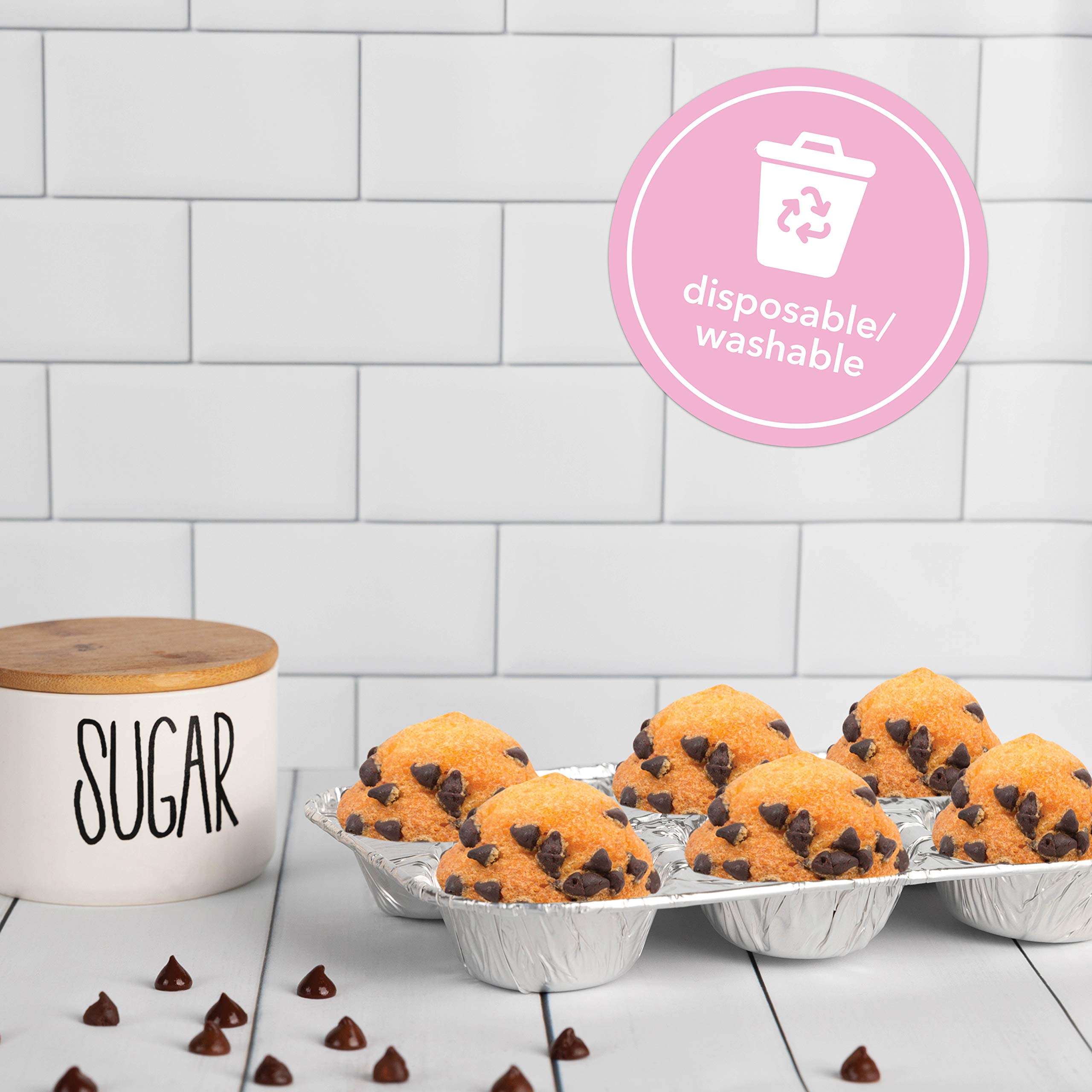 Plasticpro Aluminum Foil Muffin Pans Reusable And Disposable, Holds 6 Cupcakes / Muffin & Pie Foil Pan Pack Of 20