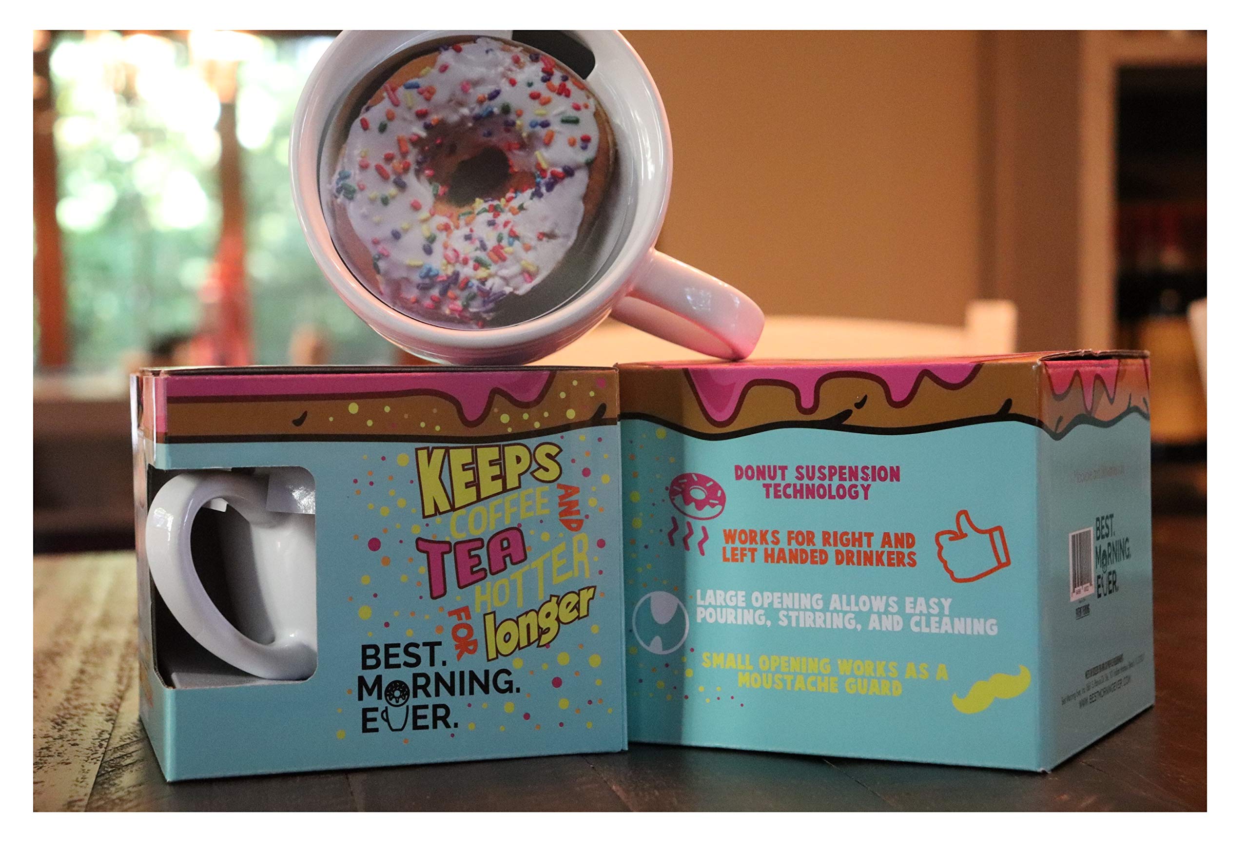 Best.Morning.Ever. Coffee/Tea Mug with Donut holder GIFT BOX ORIGINAL - Keeps Tea & Coffee Hotter for Longer