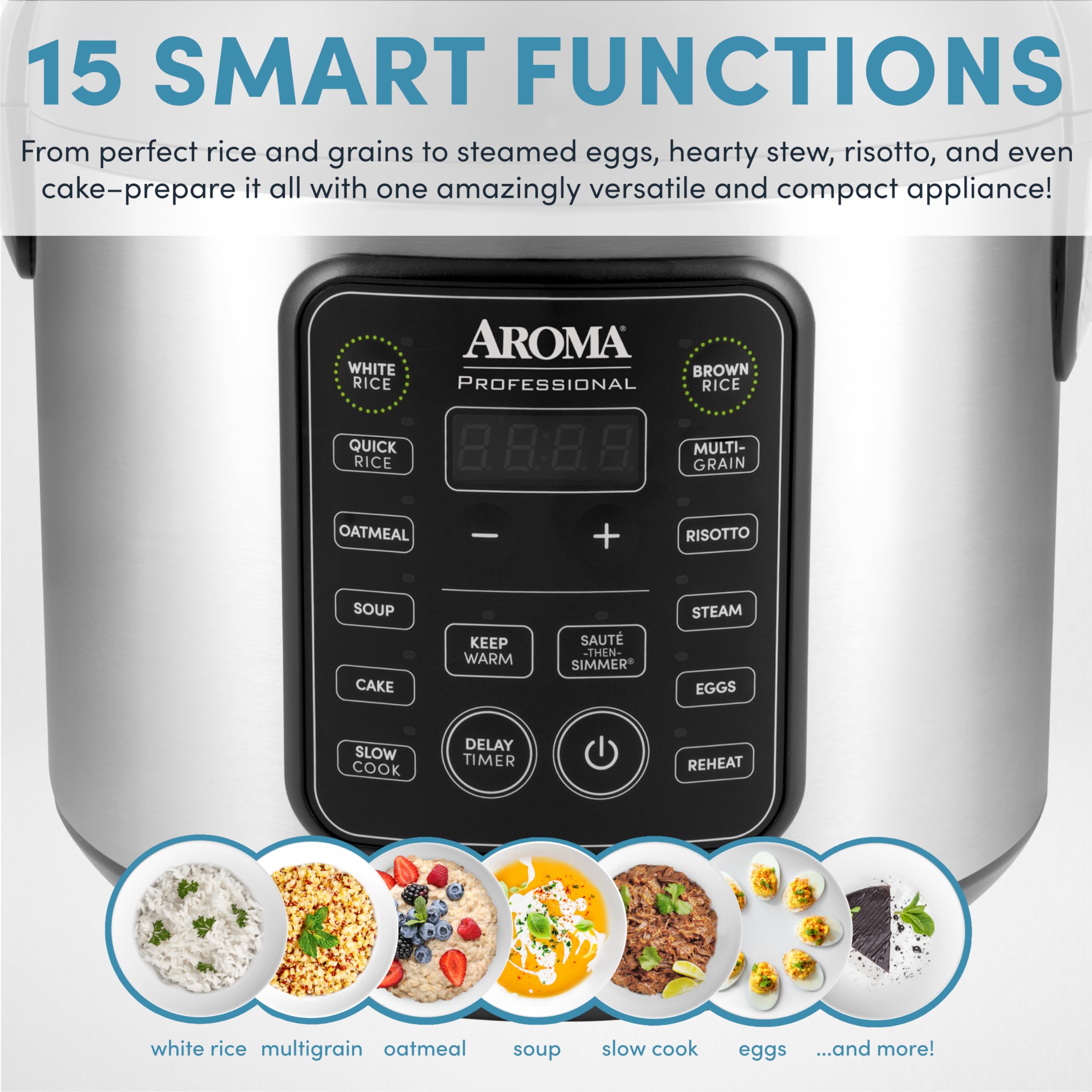 Aroma Housewares Arc-5200Sb 2O2O Model Rice & Grain Cooker, Saut  , Slow Cook, Steam, Stew, Oatmeal, Risotto, Soup, 20 Cup 10 Cu