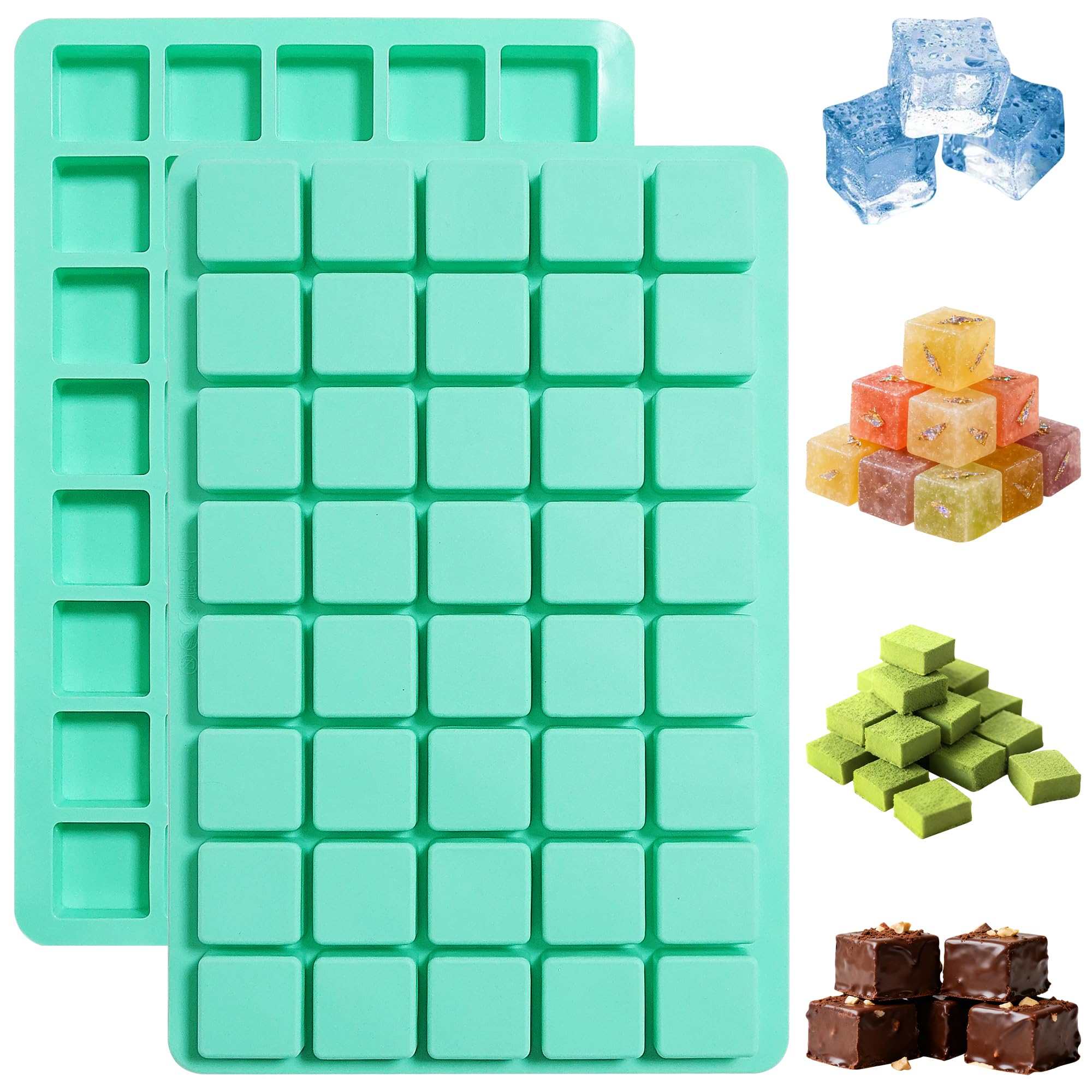 2 Pack Square Chocolate Silicone Mold,40Cavity Silicone Caramel Candy Molds for Chocolate, Ice Cubes,Hard Candy,Ganache,Gummy,J