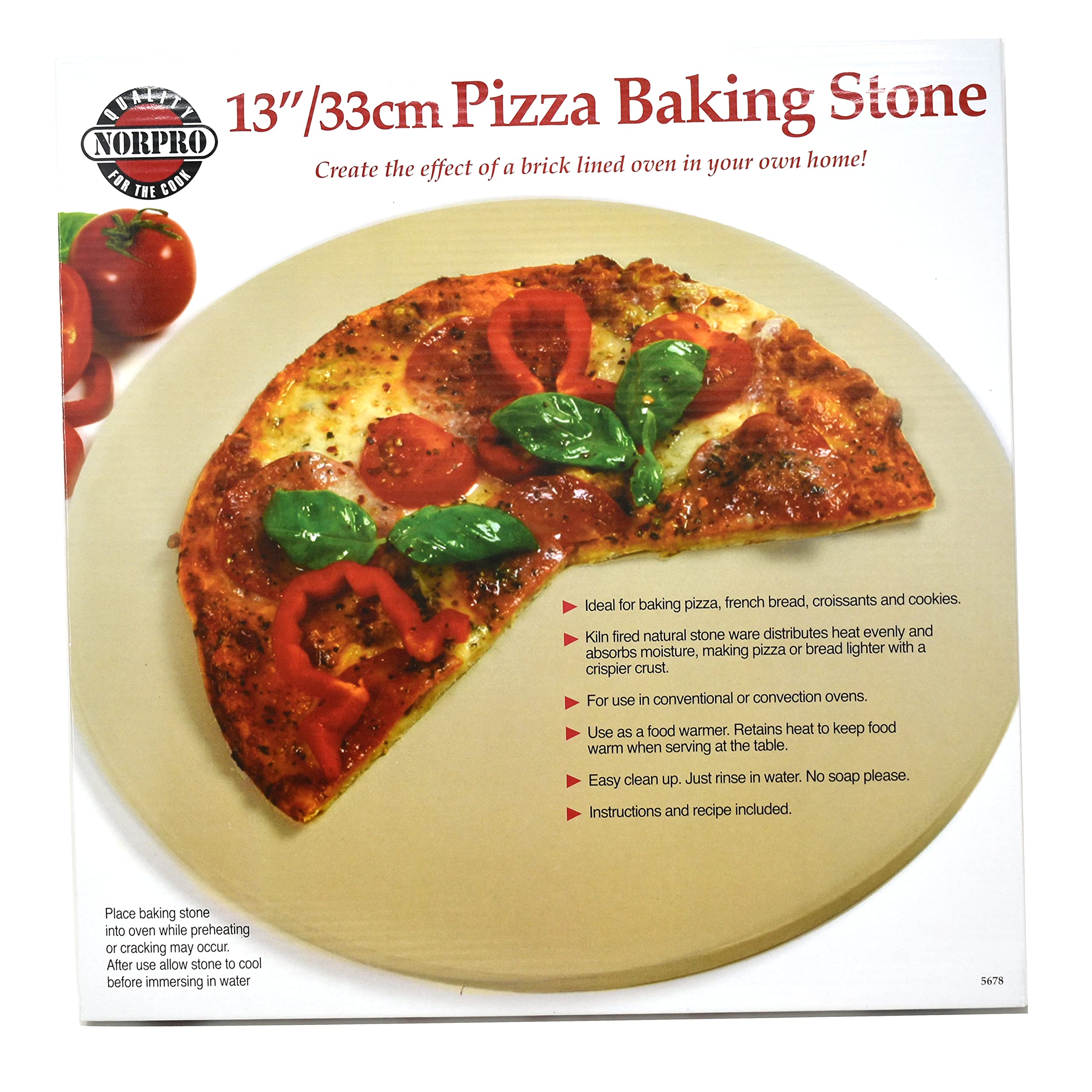 Norpro 13 Inch Round Pizza Baking Stone, 13/33Cm, As Shown