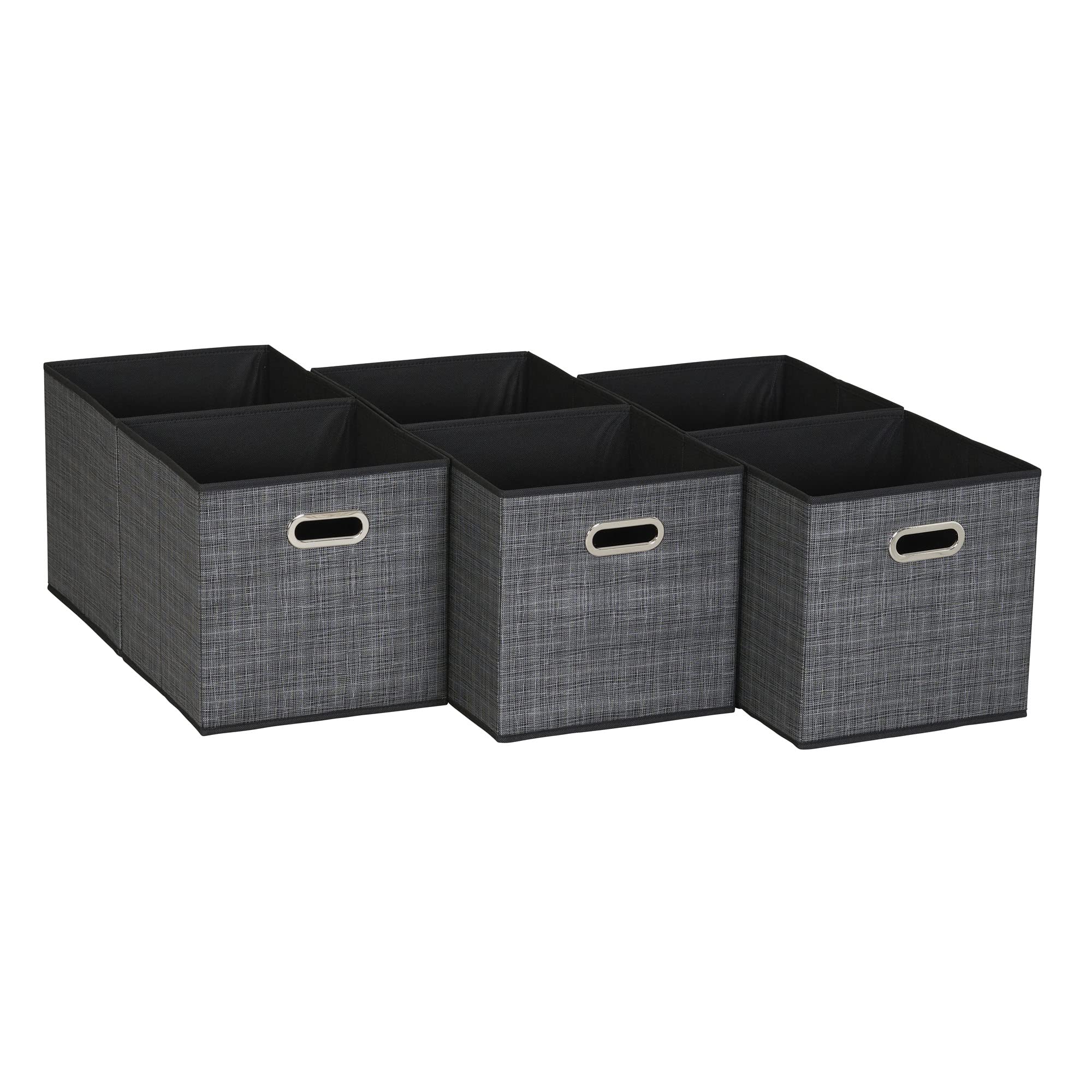 Household Essentials, Black Mix 6 Pack Fabric Storage Bins With Handle