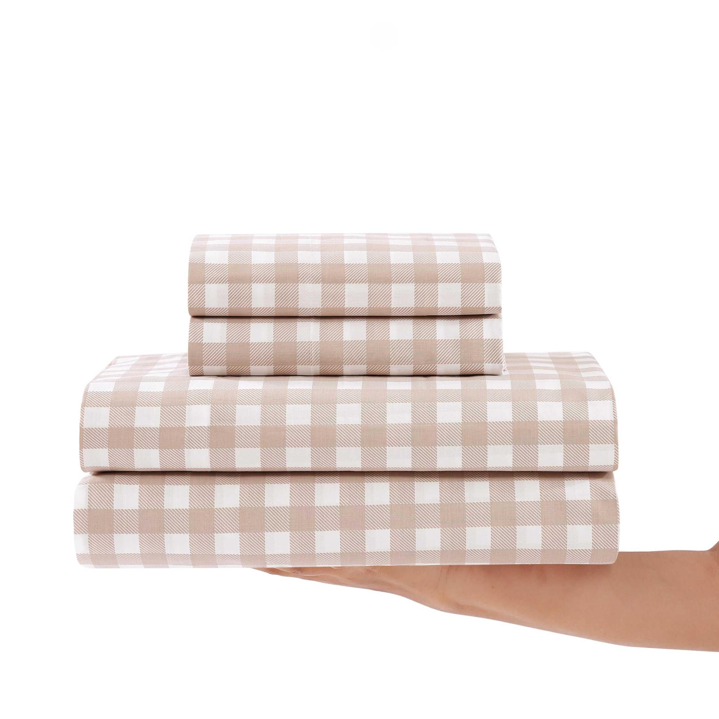 Stone Cottage  Sheet Set, Crisp & Breathable Percale Cotton Bedding With Matching Pillowcases, 200Thread Count, Deep Pocket, V
