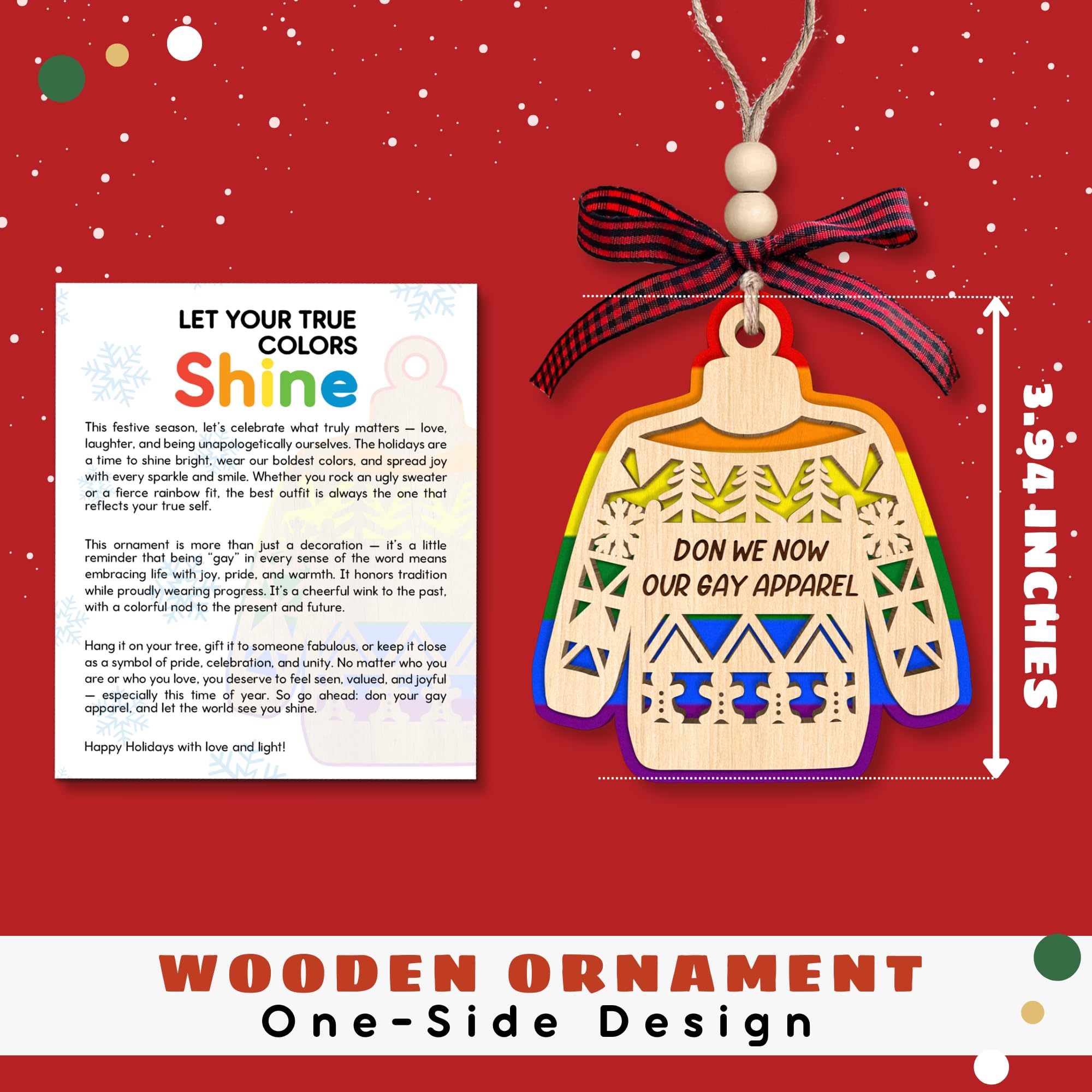 HUNIGIFT Gay Gifts - Gay Christmas Ornaments, Pride Christmas Ornaments - LGBTQ LGBT Pride Gifts for Guys, Men - His and His Cou