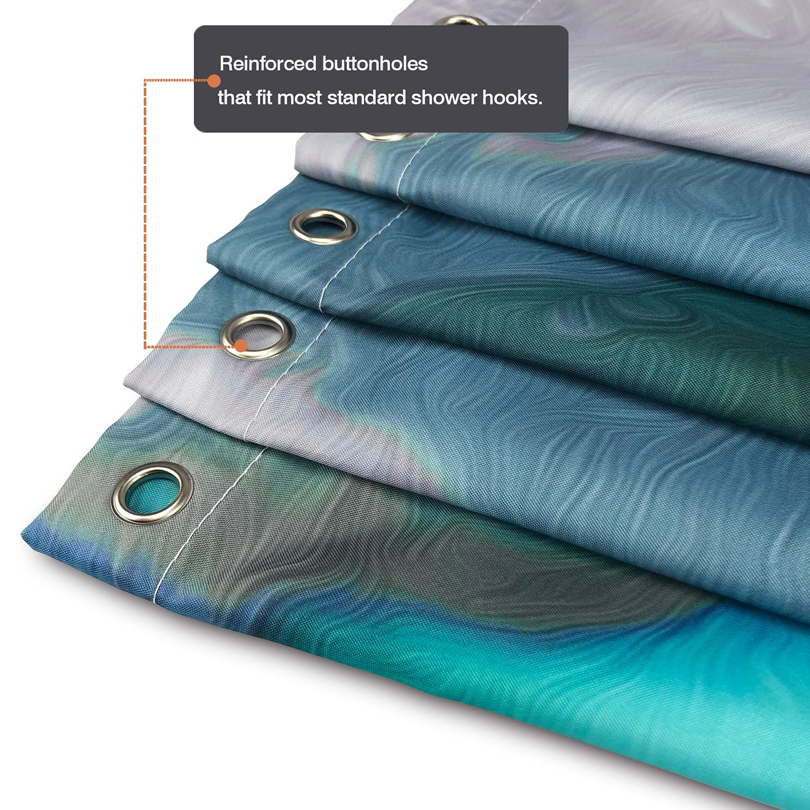 Yaehoco Abstract Rich And Colorful Fabric Shower Curtain | Main Colors: Aqua, Grey, Blue,Teal | Waterproof Shower Curtains With