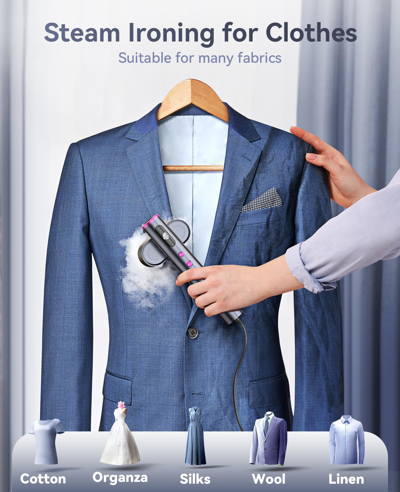 Jack & Rose Travel Steamer - 2-in-1 Portable Clothes Steamer, 15s Heat Up, Small, Purple, Model K1