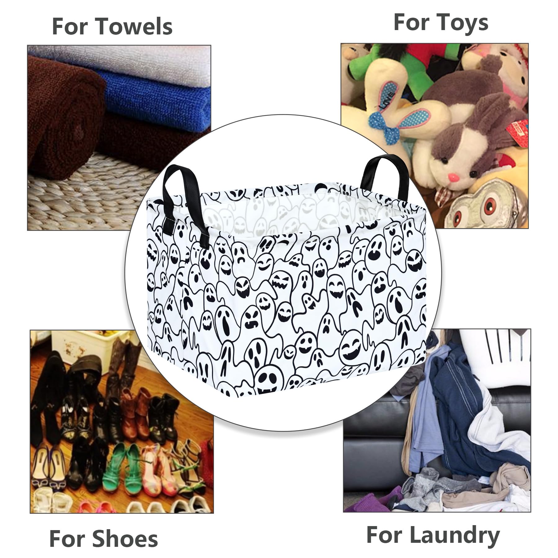Maizmz Halloween Storage Basket Pumpkin Ghost Gift Basket For Kids Foldable Toy Box Waterproof Organizer Bin Laundry Nursery Ham