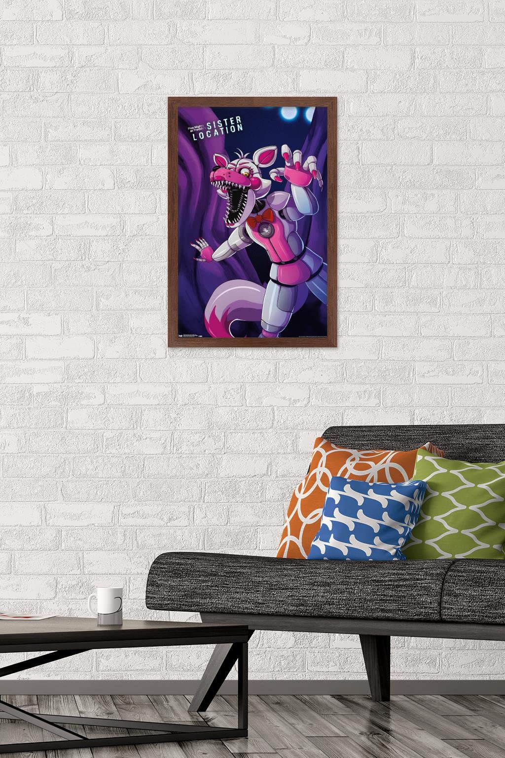 Trends International Five Nights At Freddy'S: Sister Location - Funtime Foxy Wall Poster, 14.725'' X 22.375'', Mahogany Framed V