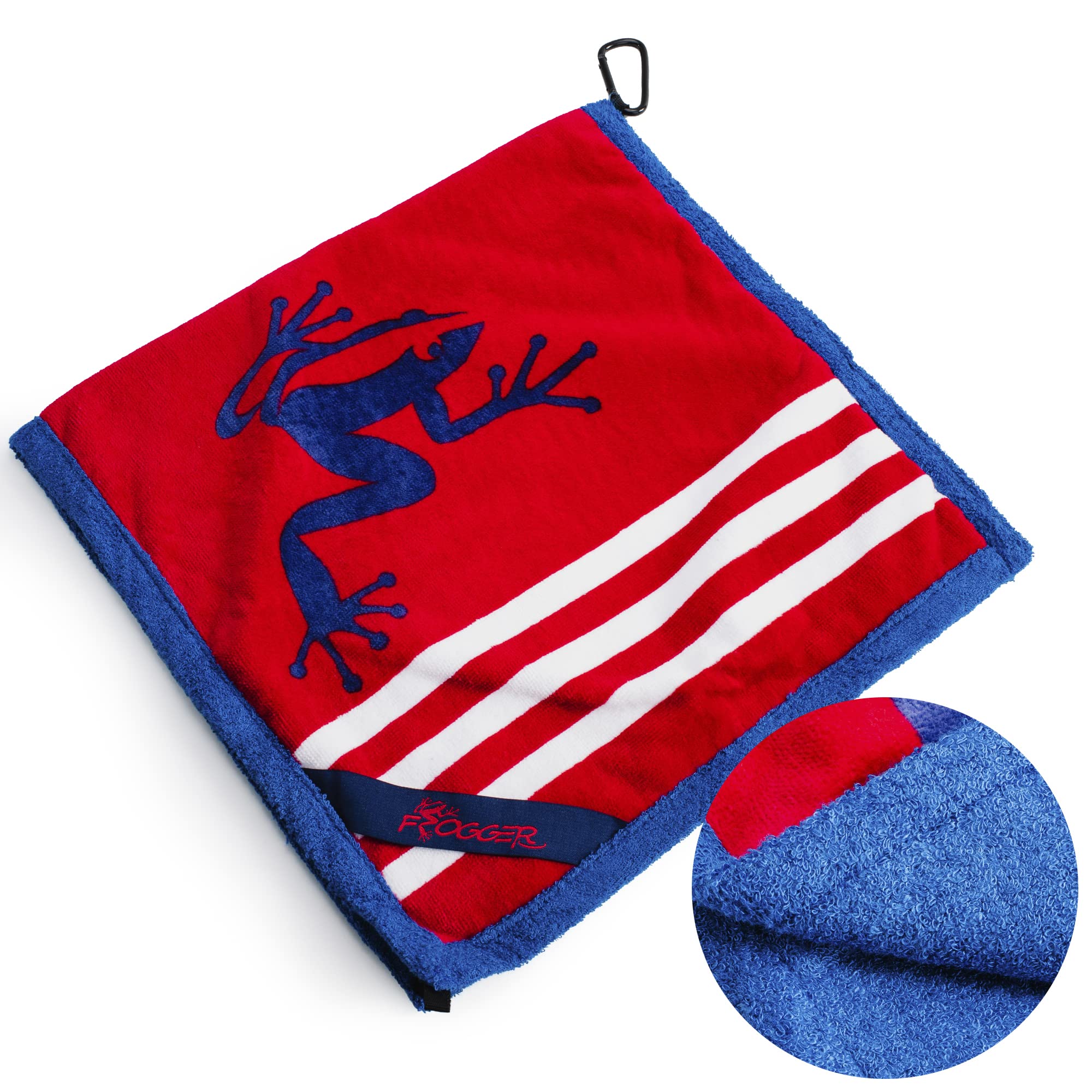 Frogger Amphibian 2-In-1 Golf Towel With Wet And Dry Technology, Red/White/Blue, Premium Golf Bag Accessory For Men And Women Wi