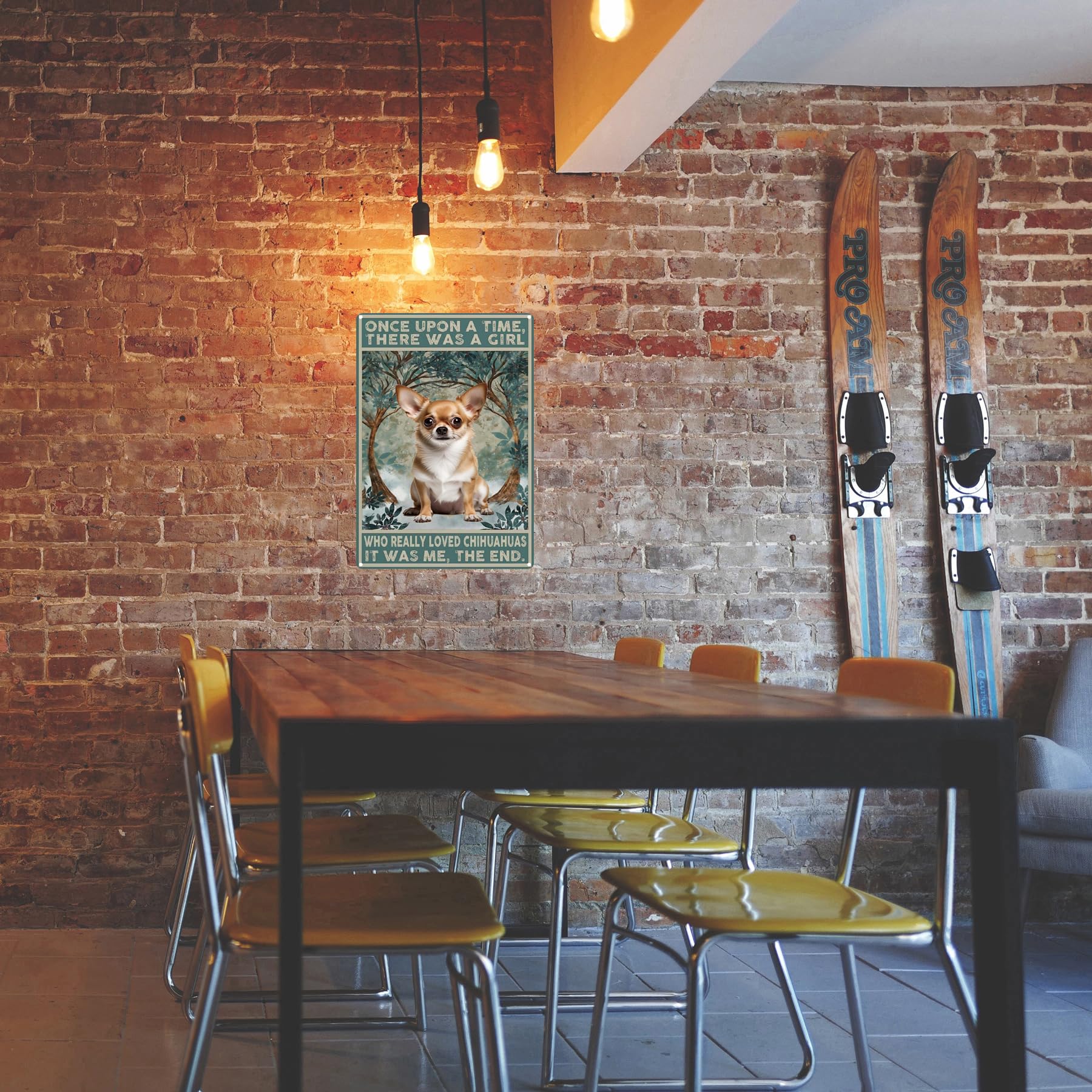 SANTUKEY Metal Tin Sign Once Upon A Time There Was A Girl Who Really Loved Chihuahua Aluminum Sign Wall Art For Cafe Bar Farm Ho