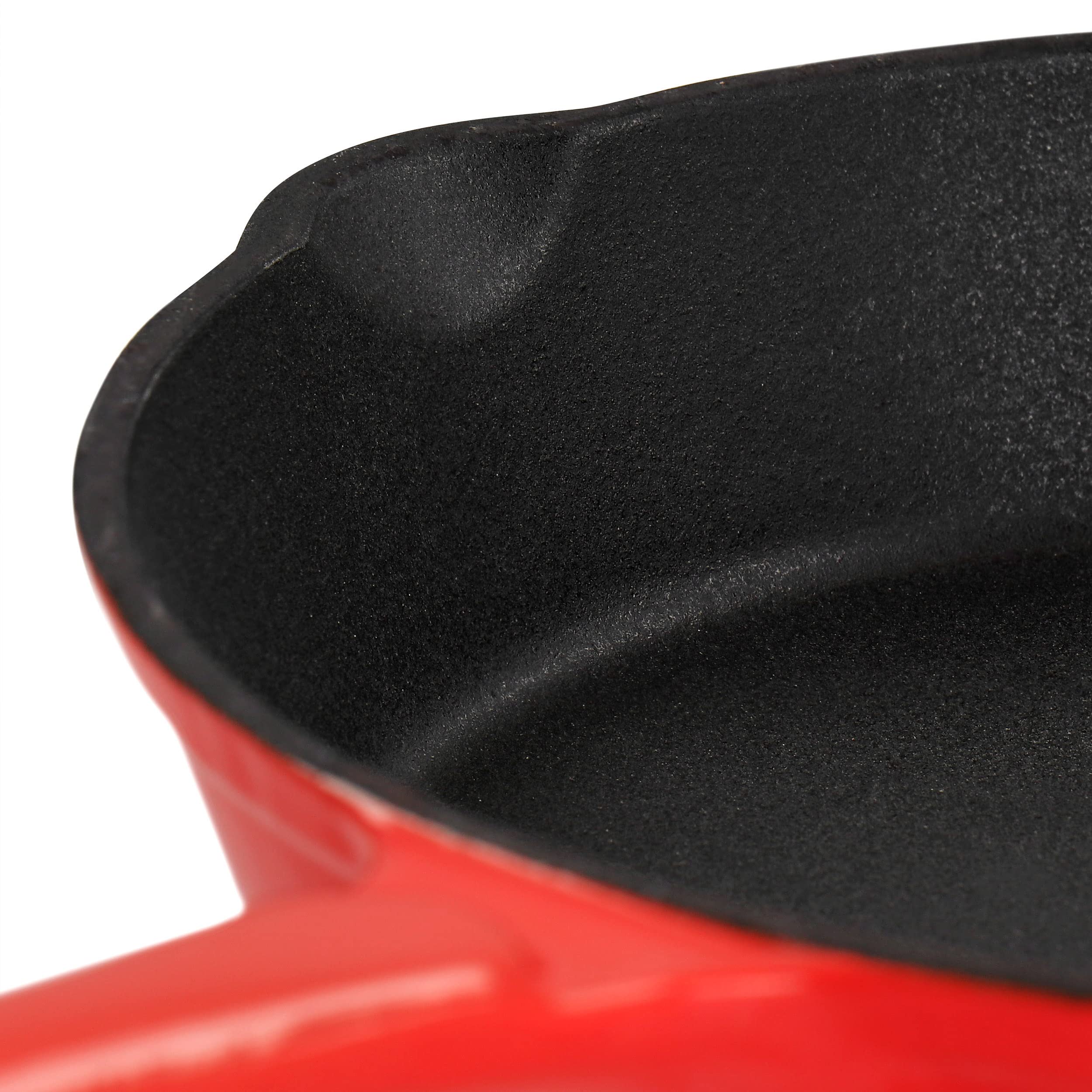 Megachef Enameled Round 8 Inch Preseasoned Cast Iron Frying Pan In Red (Mcce-8)
