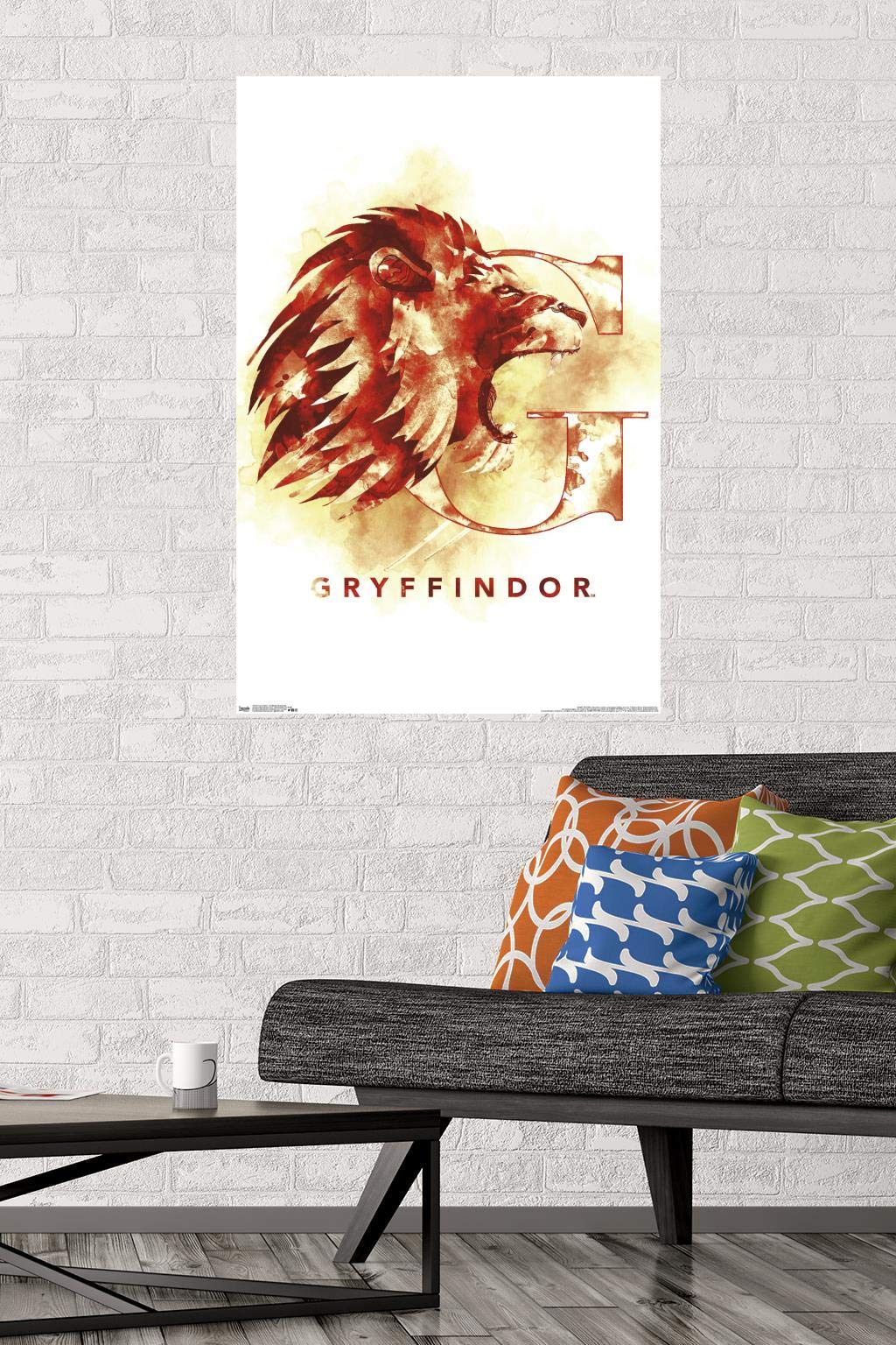 Trends International Wizarding World: Harry Potter-Gryffindor Illustrated House Logo Wall Poster, 22.375'' X 34'', Unframed Vers