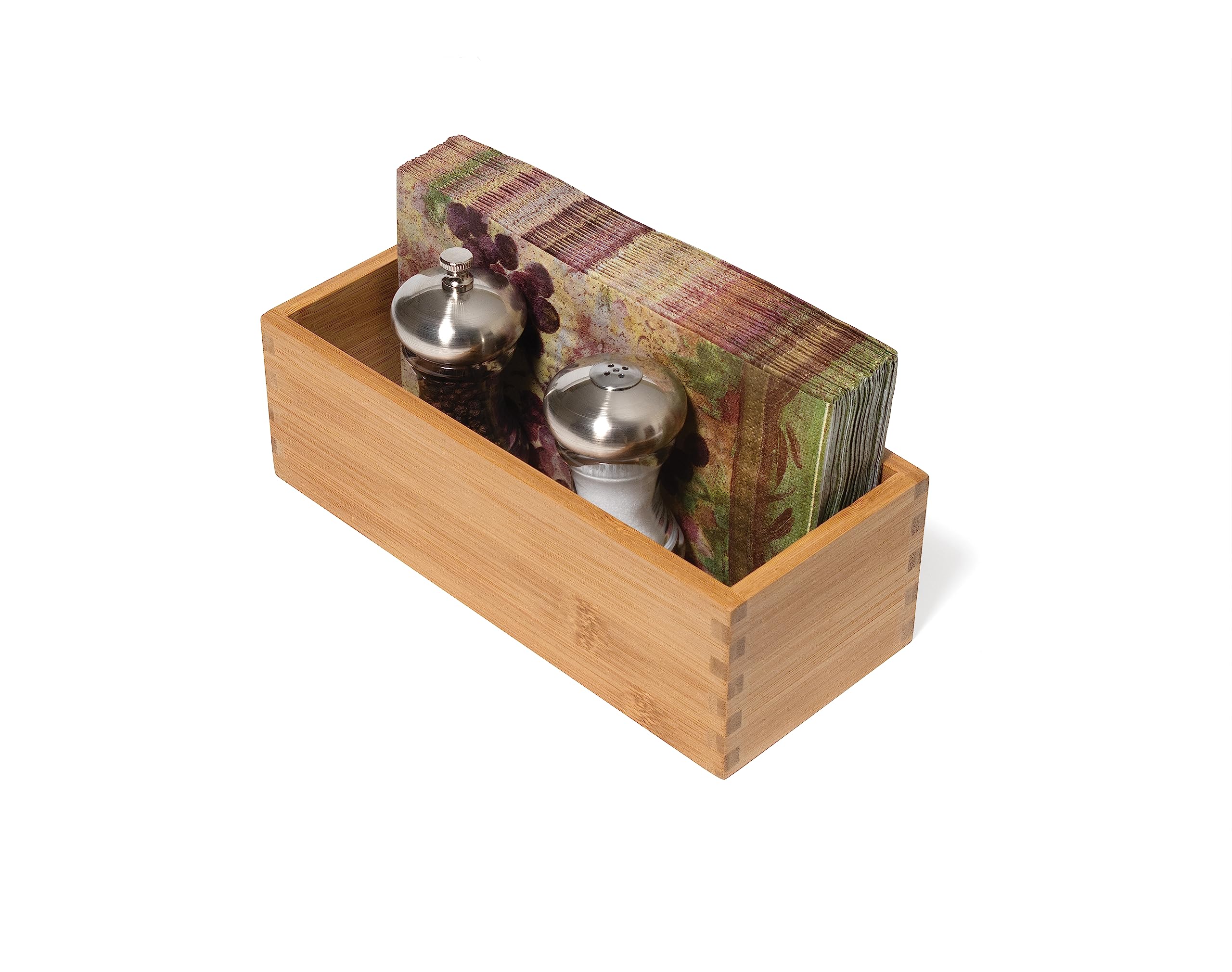 Lipper International Bamboo Utensil Holder Storage Box For Cooking Tools, Makeup, Or Office Supplies, 4'' X 9 1/4'' X 3''