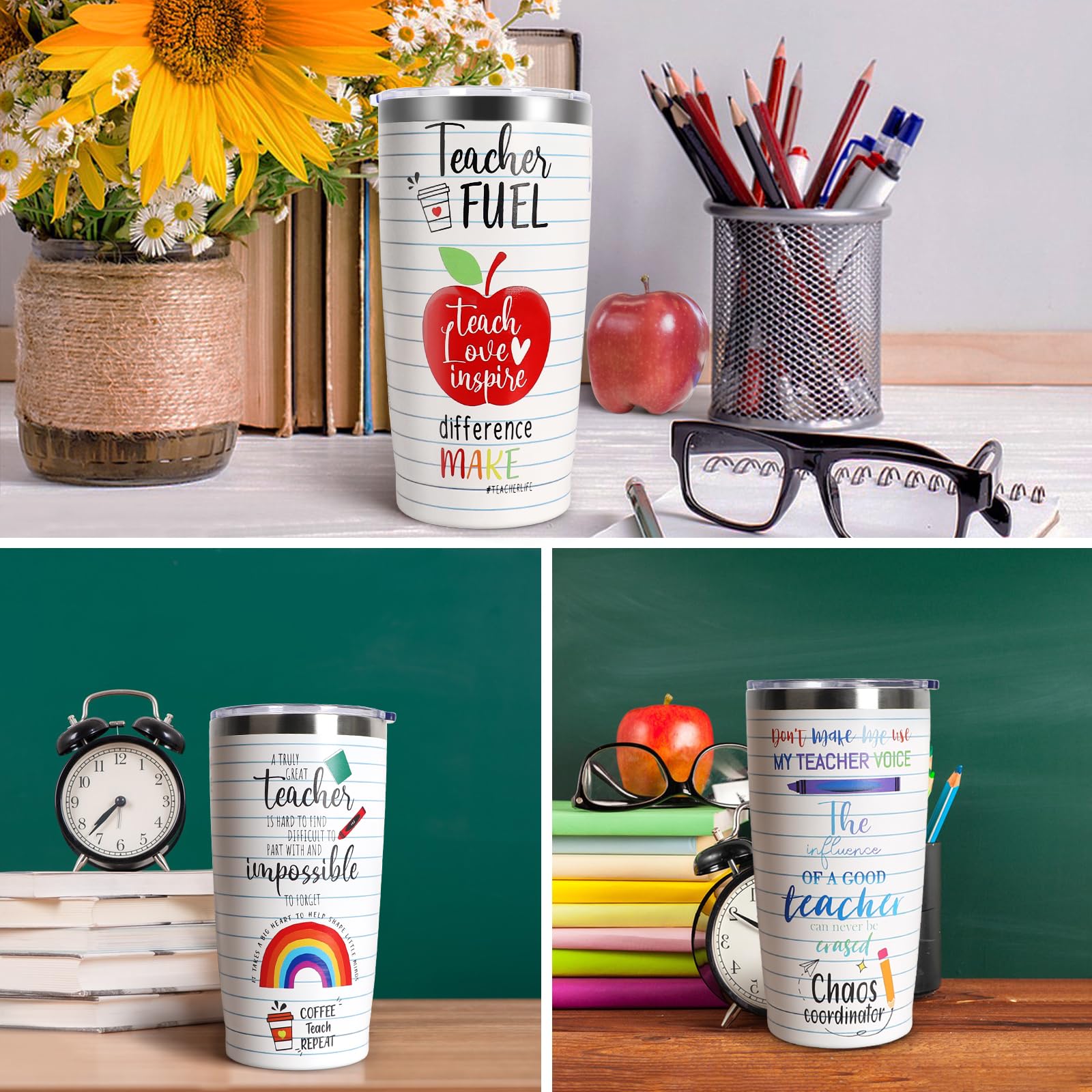 Teacher Christmas Gifts 6 PCS Teacher Appreciation Gifts for Women  Back to School Gifts for Teachers End of The Year Graduation Valentine's Day Gifts for Teacher with Socks Pen Holder Scented Candle