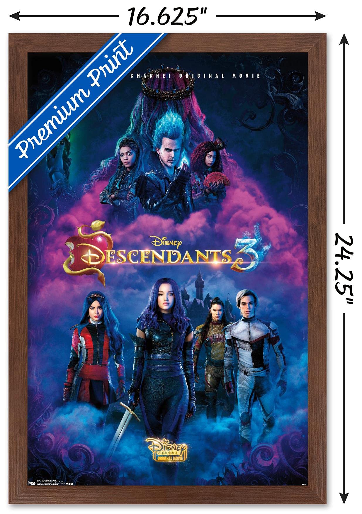 Trends International Disney Descendants 3 - One Sheet Wall Poster, 14.725'' X 22.375'', Mahogany Framed Version