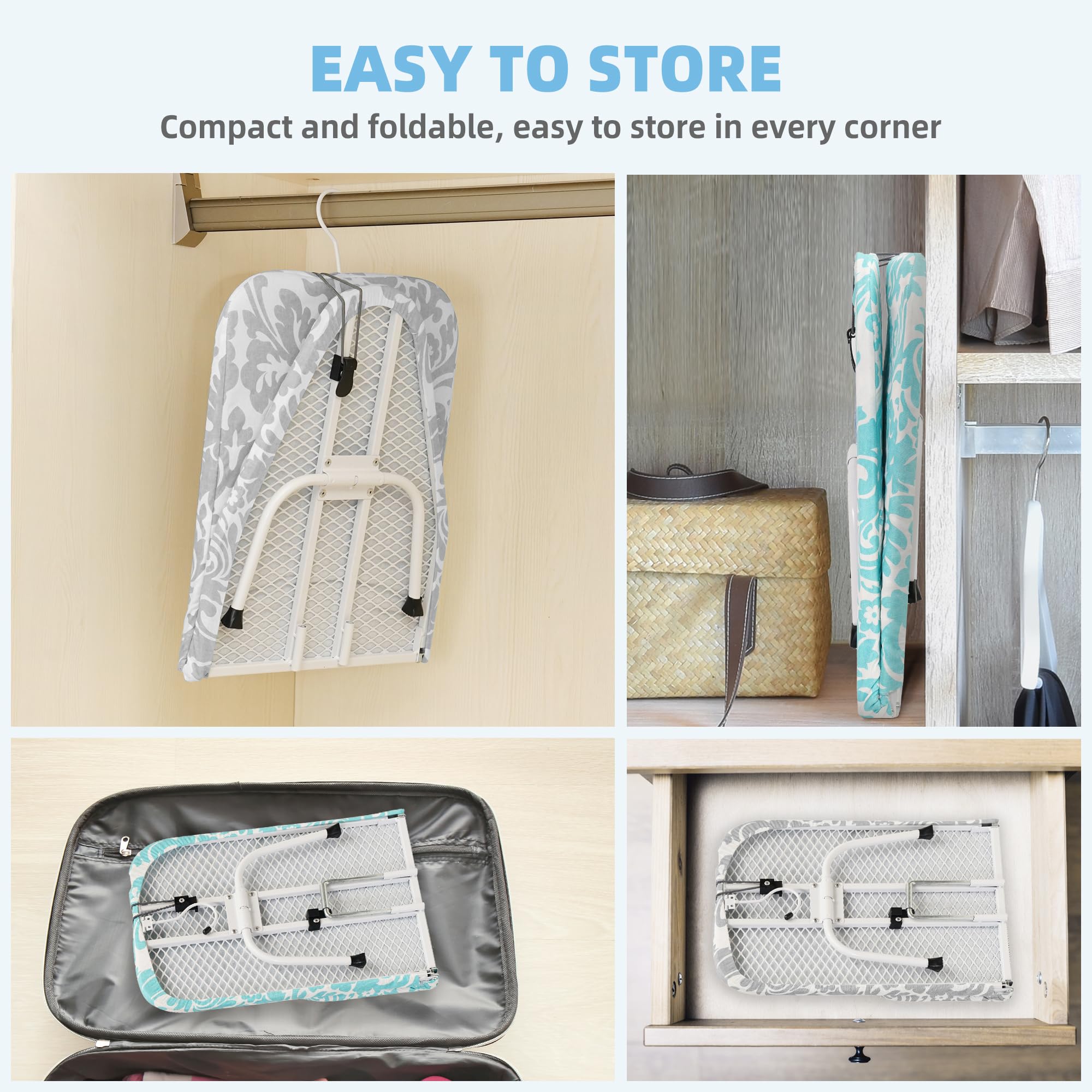 Storage Maniac Tabletop Ironing Broad, All Iron Frame Mini Folding Ironing Broad With 2 Removable Cover, Portable Small Ironing