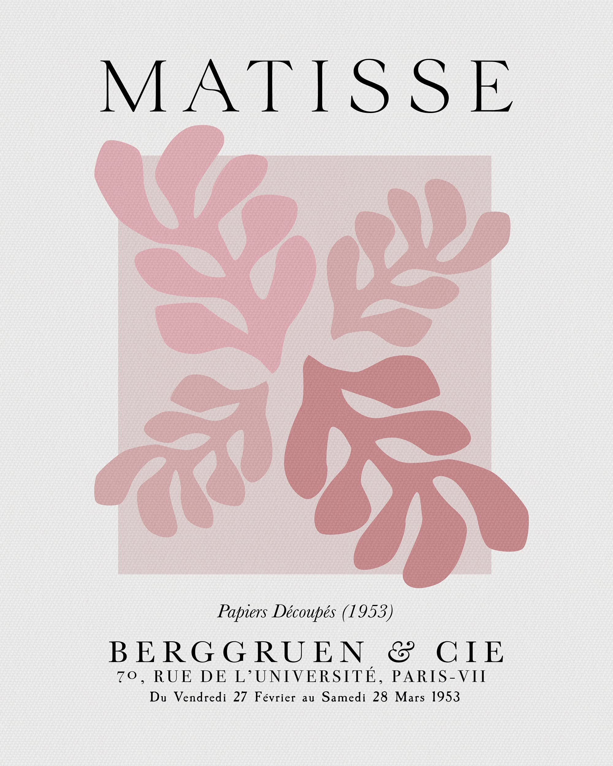 Hesendot Matisse Wall Art Decor Set Of 3,Abstract Matisse Wall Art Exhibition Posters, Unframed Sage Blush Pink Wall Art,Truly Q
