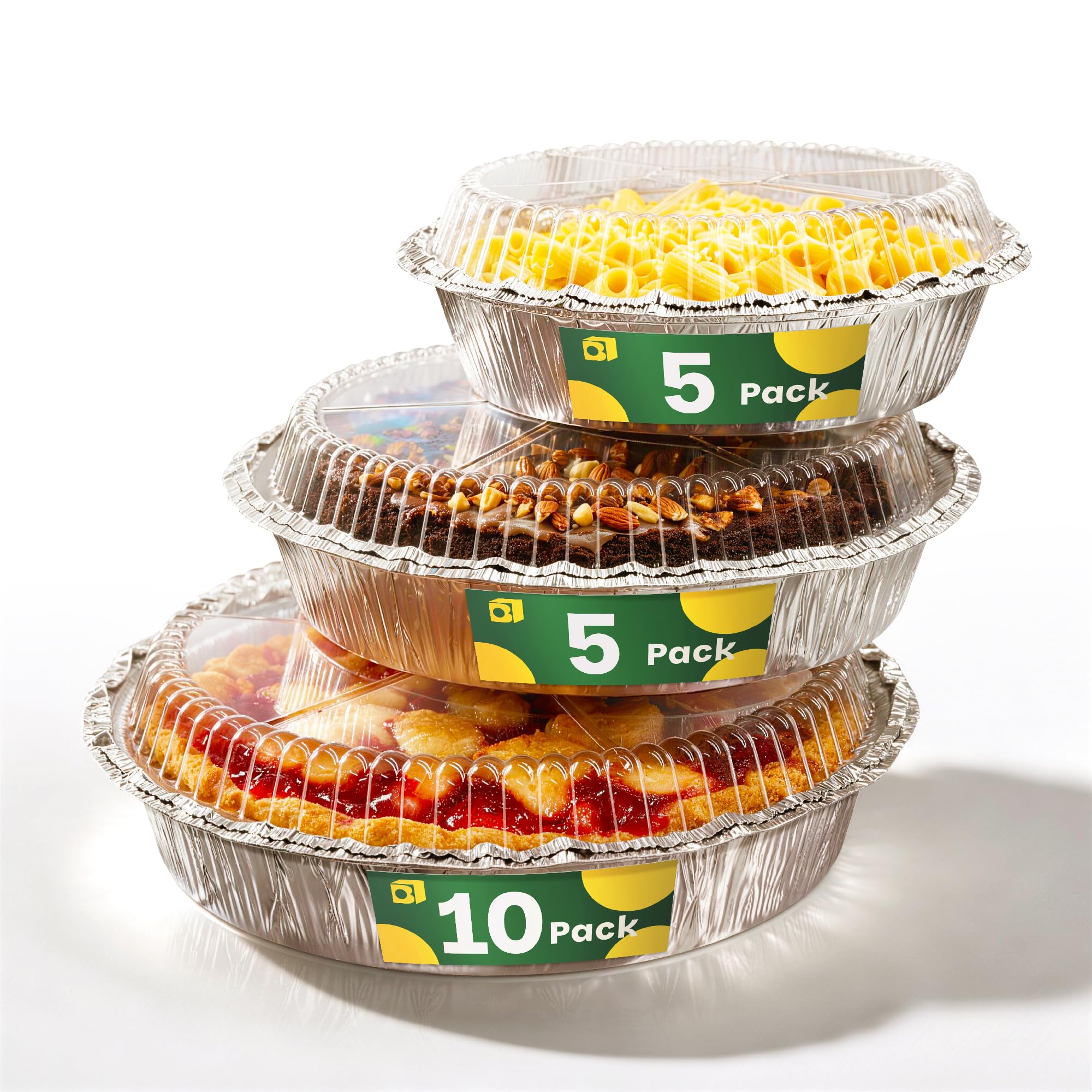 Round Aluminum Foil Pans with Lids, 20Pack, 9, 8 & 7 Mixed Sizes