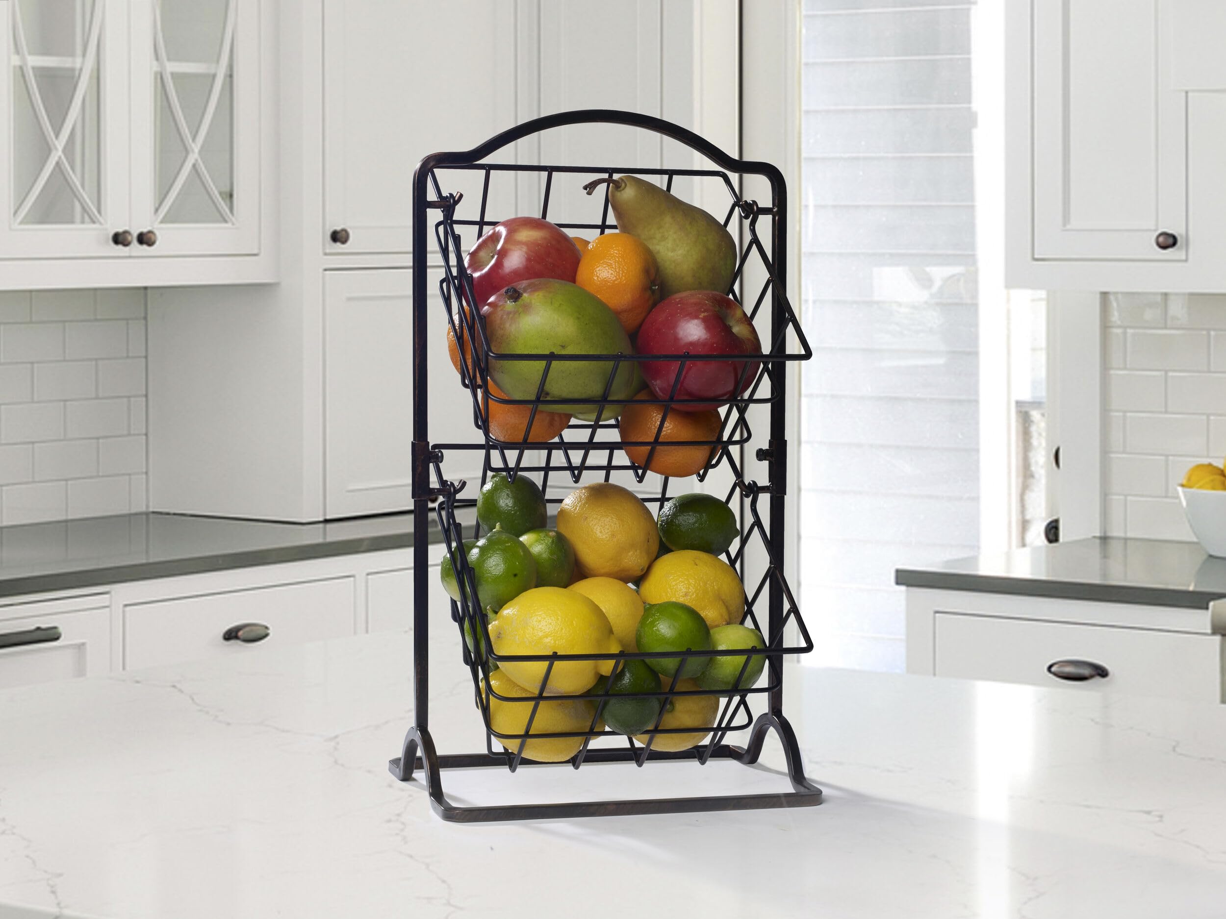 Gourmet Basics By Mikasa General Store 2 Tier Hanging Basket, Antique Black