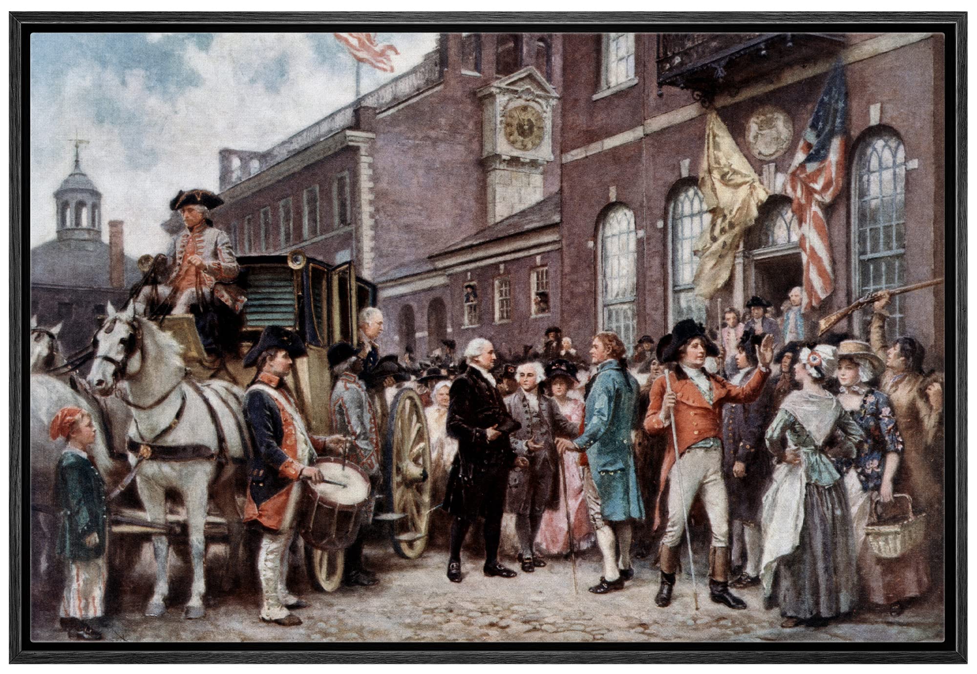 Wall26 - Washington'S Inaugration At Philadelphia By Jean Leon Gerome Ferris - Framed Canvas Print Wall Art Famous Painting Repr