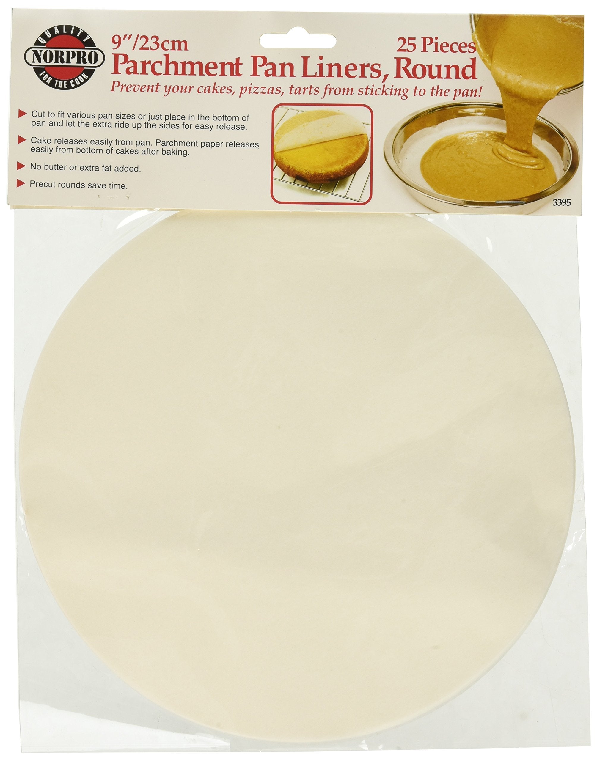Norpro Round Parchment Pan Liner, Set of 25, 9 diameter