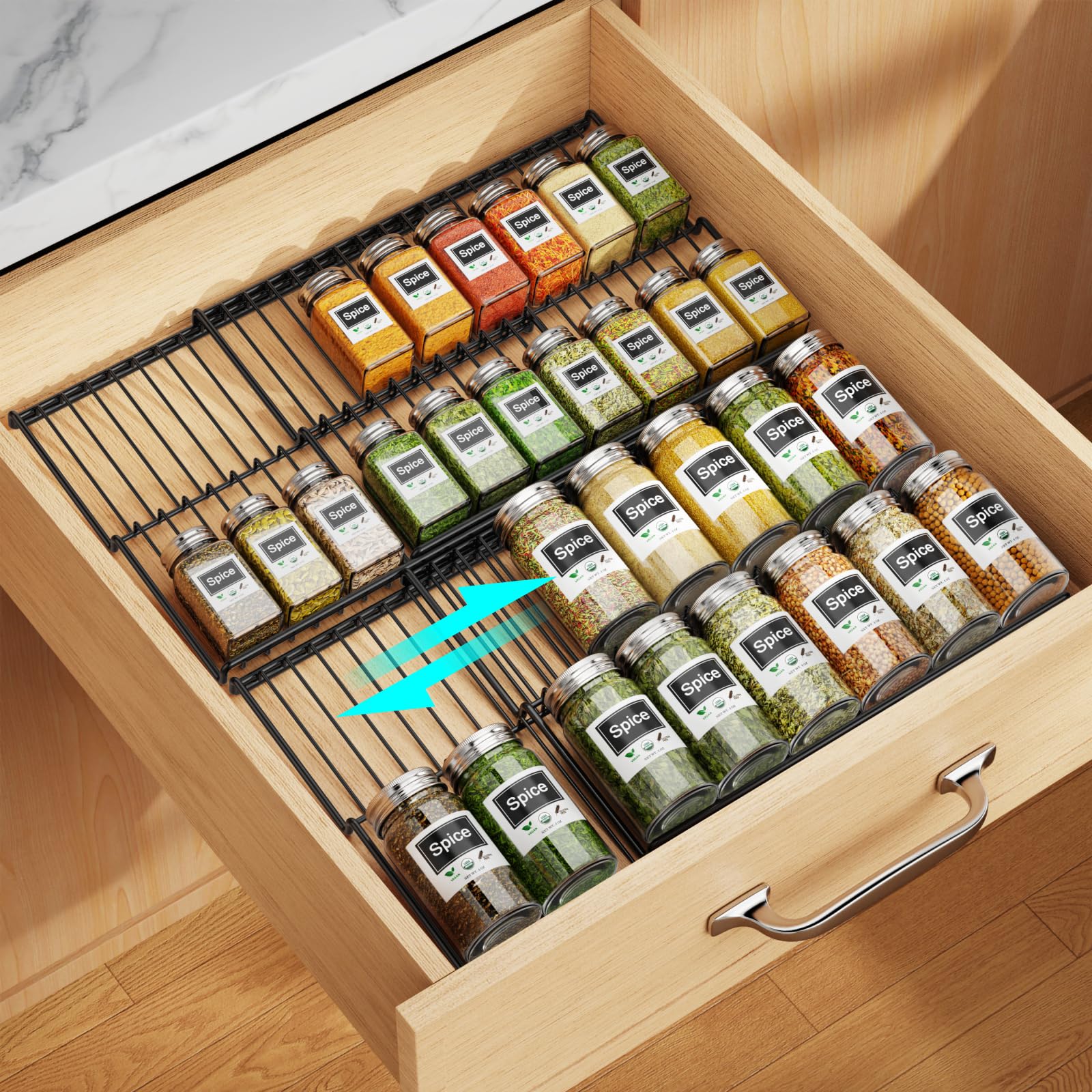iSPECLE Spice Drawer Organizer  4 Pack Lowprofile Drawer Close Smoothly