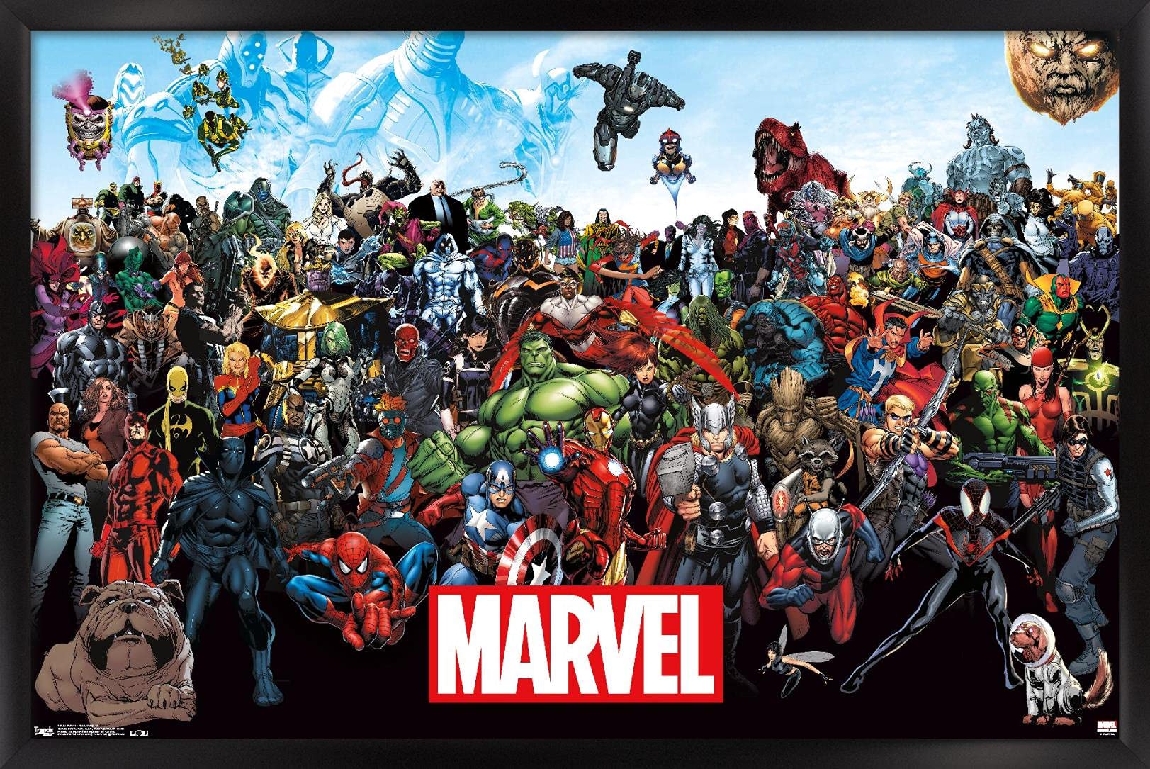 Trends International Marvel Comics - The Marvel Lineup Wall Poster, 14.72'' X 22.37'', Black Framed Version