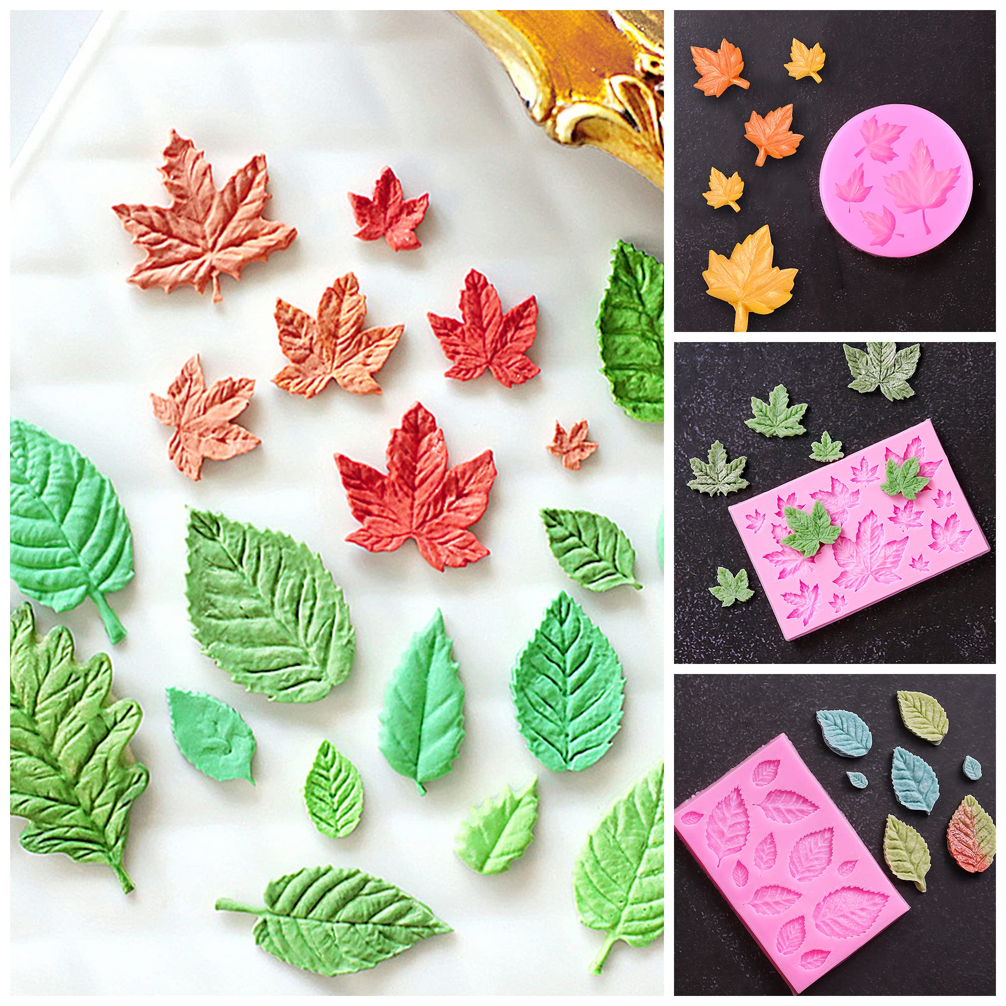 5 Packs Leaf Mold Tree Leaf Silicone Mold Leaf Mold Cake Leaves Silicone Mold Maple Leaf Fondant Mold Leaf Shape Resin Mold For