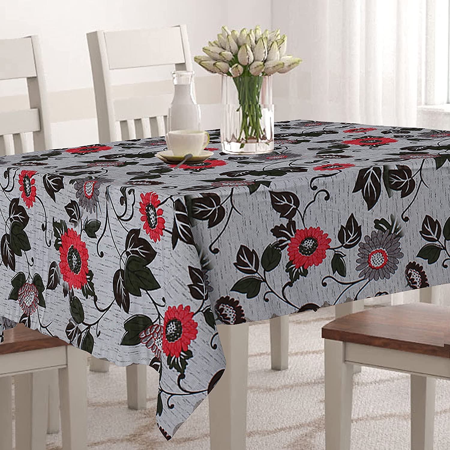 Crafting Bear Dining Table Cover 6 Seater Flower Printed Table Cover Without Lace Size 54x90 Inches  Water Poof & Dustproof T