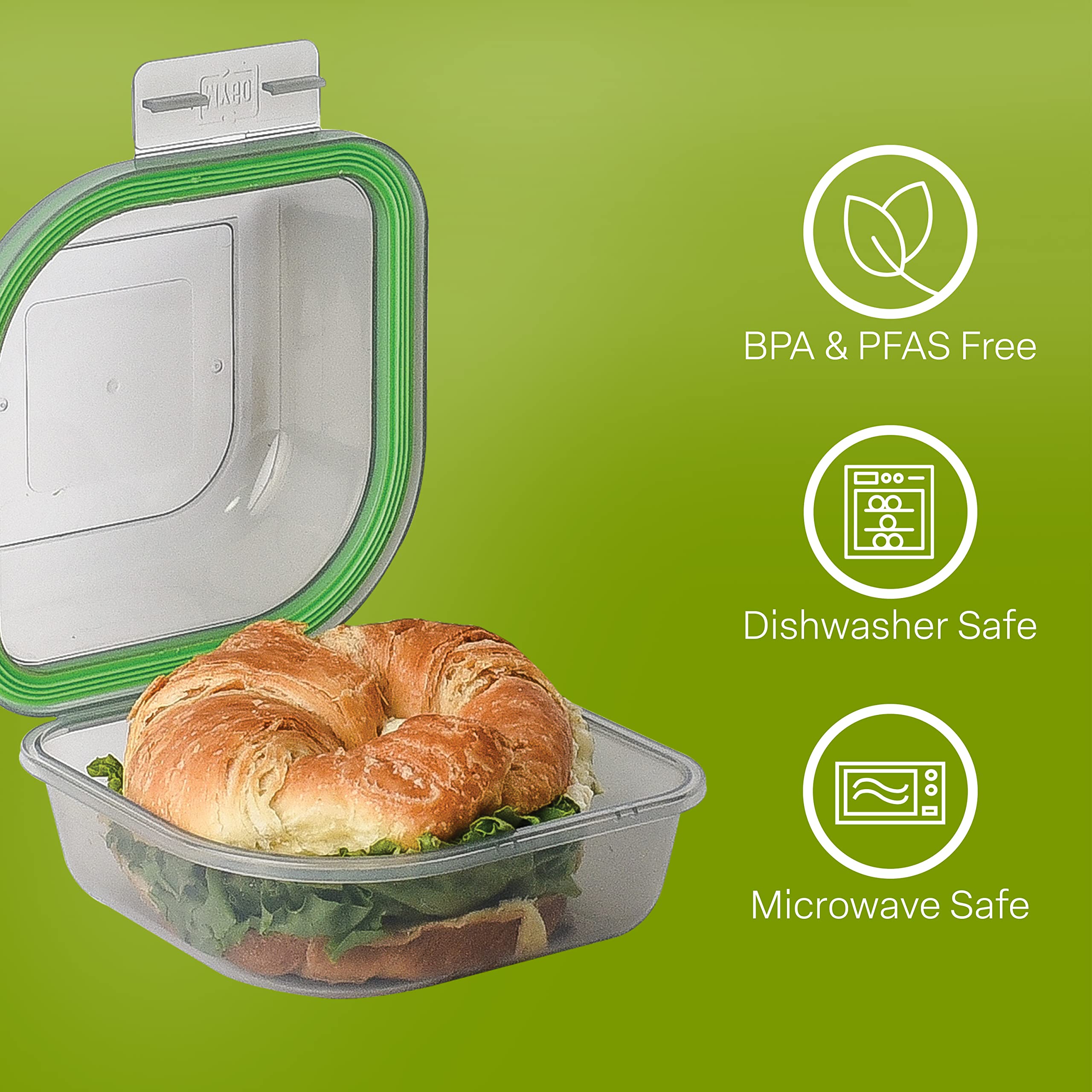 Mygo Container Bun Sized To-Go Compartment Container, 5-1/2'' X 5-1/2'' X 3-1/2'' Reusable, Microwave Safe, Nsf Certified, Smoke