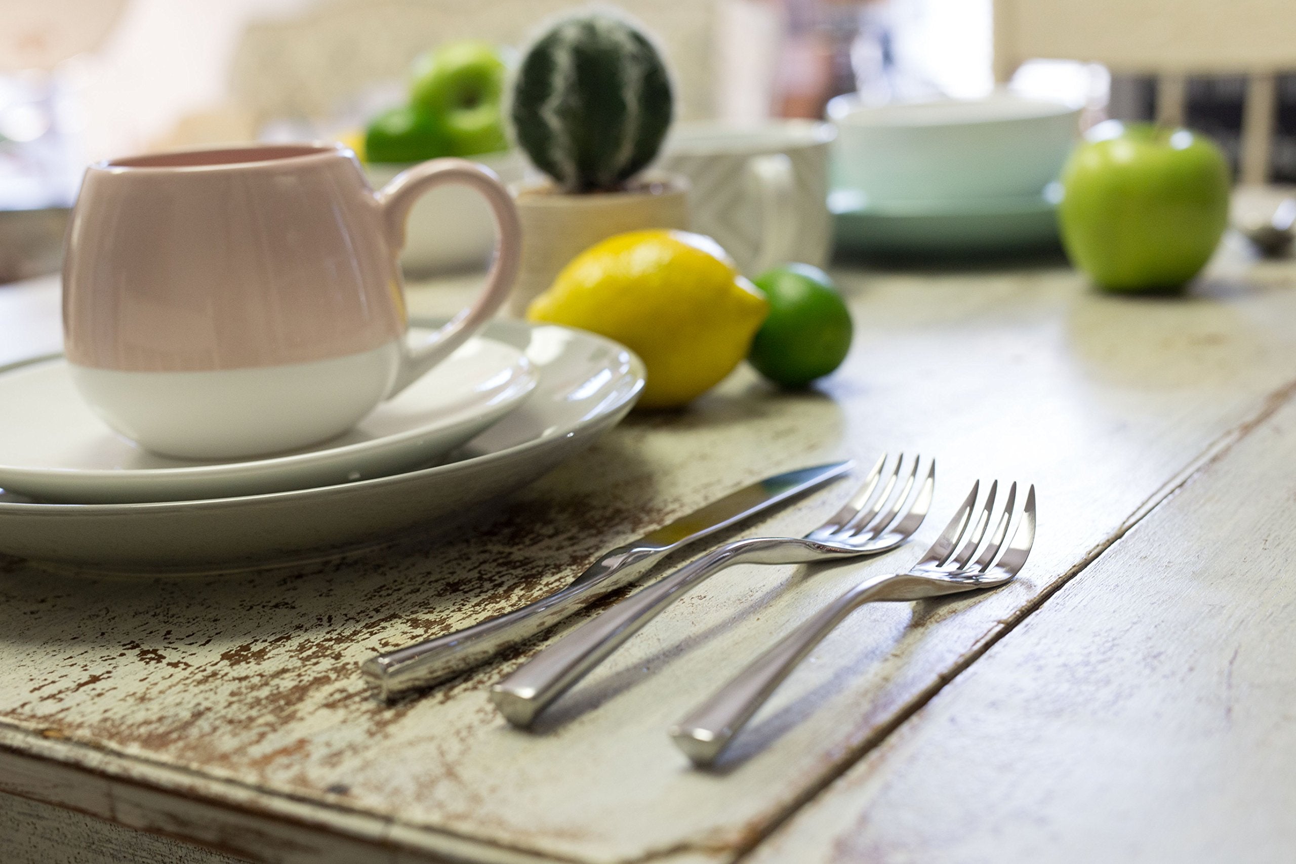 Knork Chrome Curve Flatware, 20 Piece Set, Service For 4, Silverware, Gloss Silver