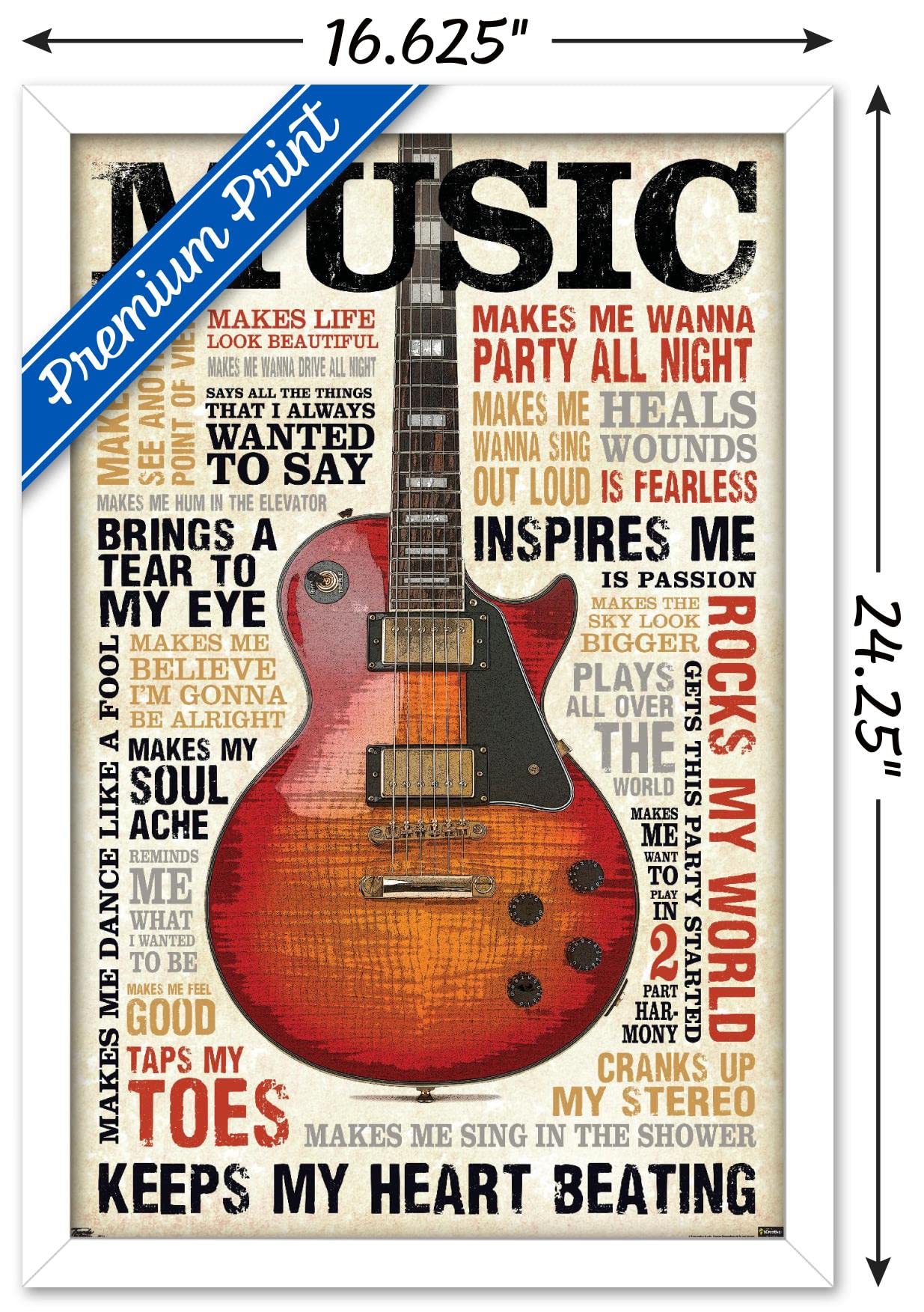 Trends International Music Inspires Me Wall Poster, 14.725'' X 22.375'', White Framed Version