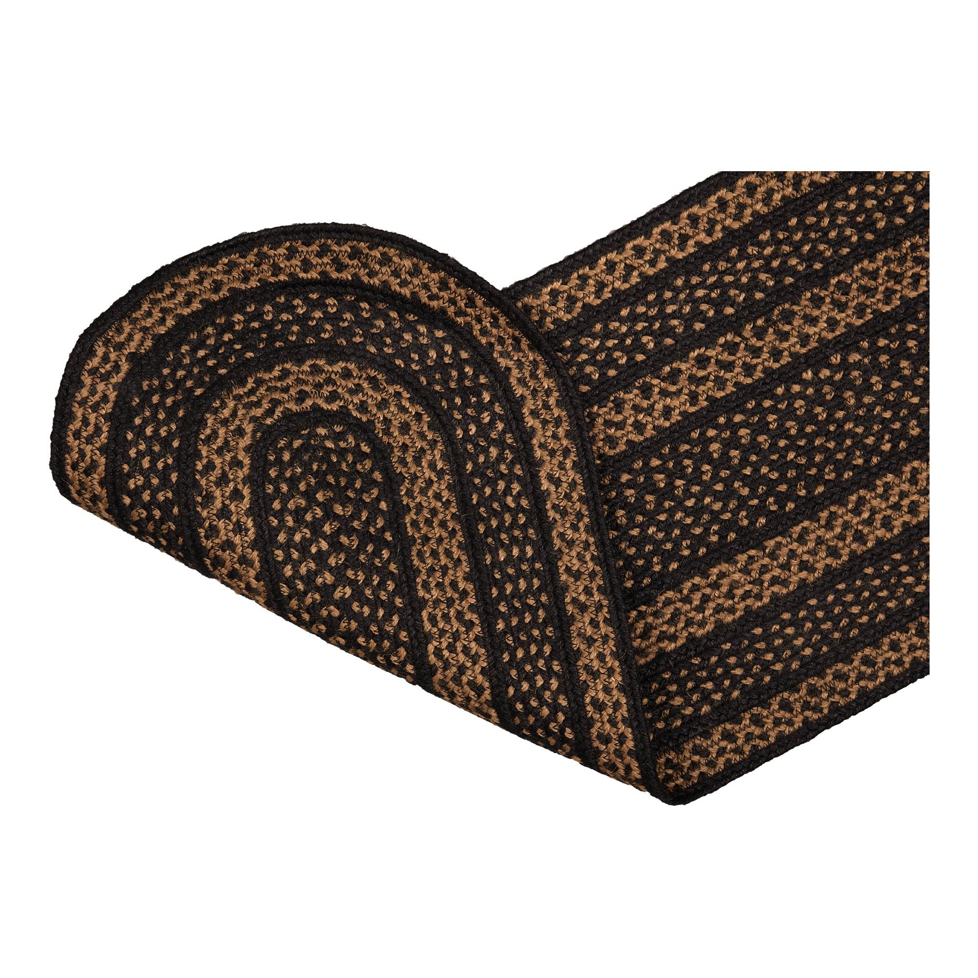 Vhc Brands Farmhouse Primitive Jute Black Striped Oval Table Runner Decor 13''X48''