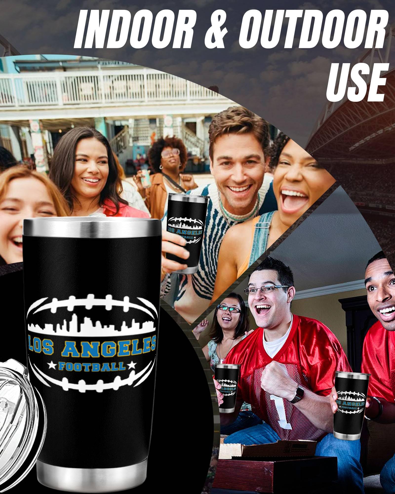 Football Fan 20 Oz Insulated Travel Coffee Cup Mug Tumbler with Lid Minnesota Themed Merch Shop Men Women Sport Stuff Gear Vikin