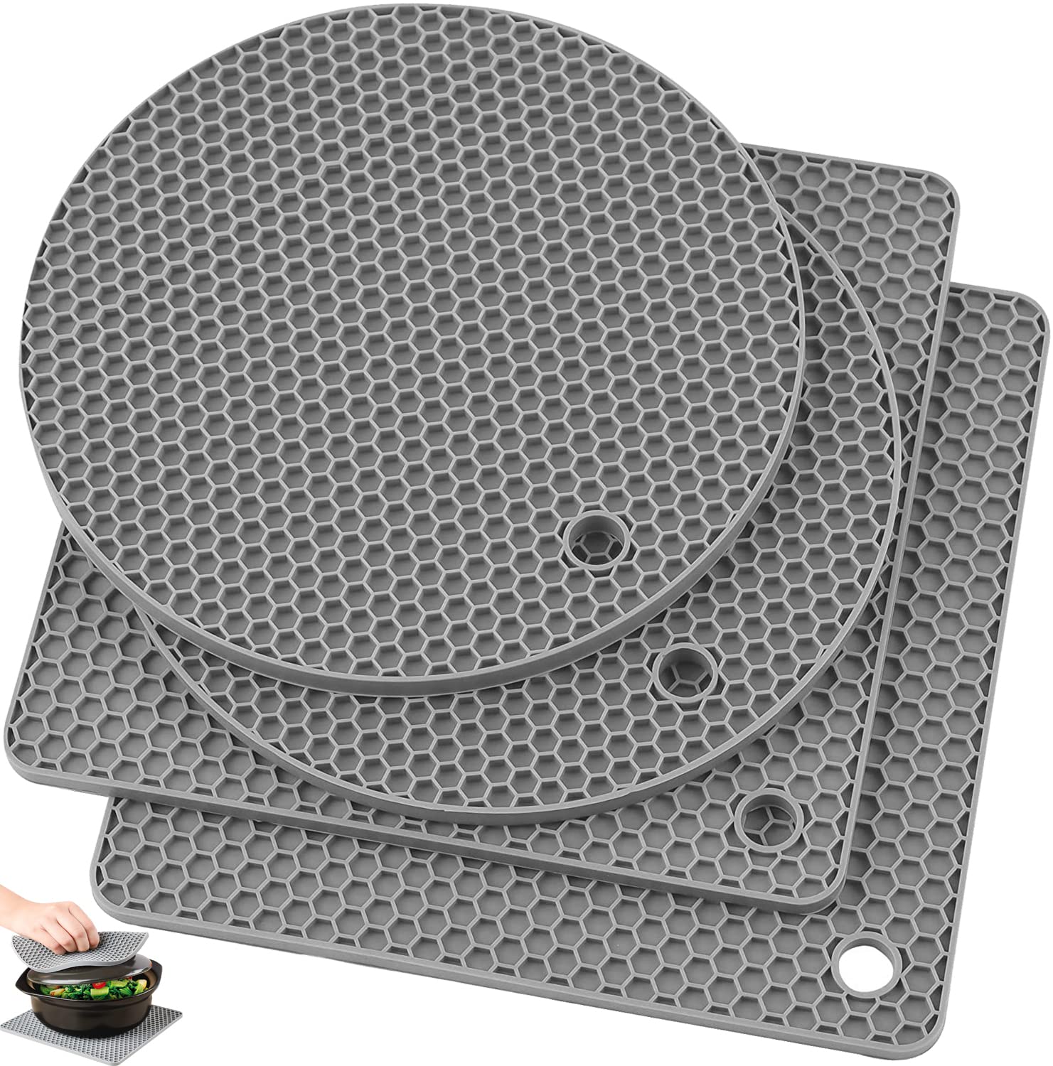 Silicone Trivet Pot Mat, Silicone Pot Holders For Hot Pan And Pot Pads. Heat Resistant Counter Mats For Tables Placemats,Counter