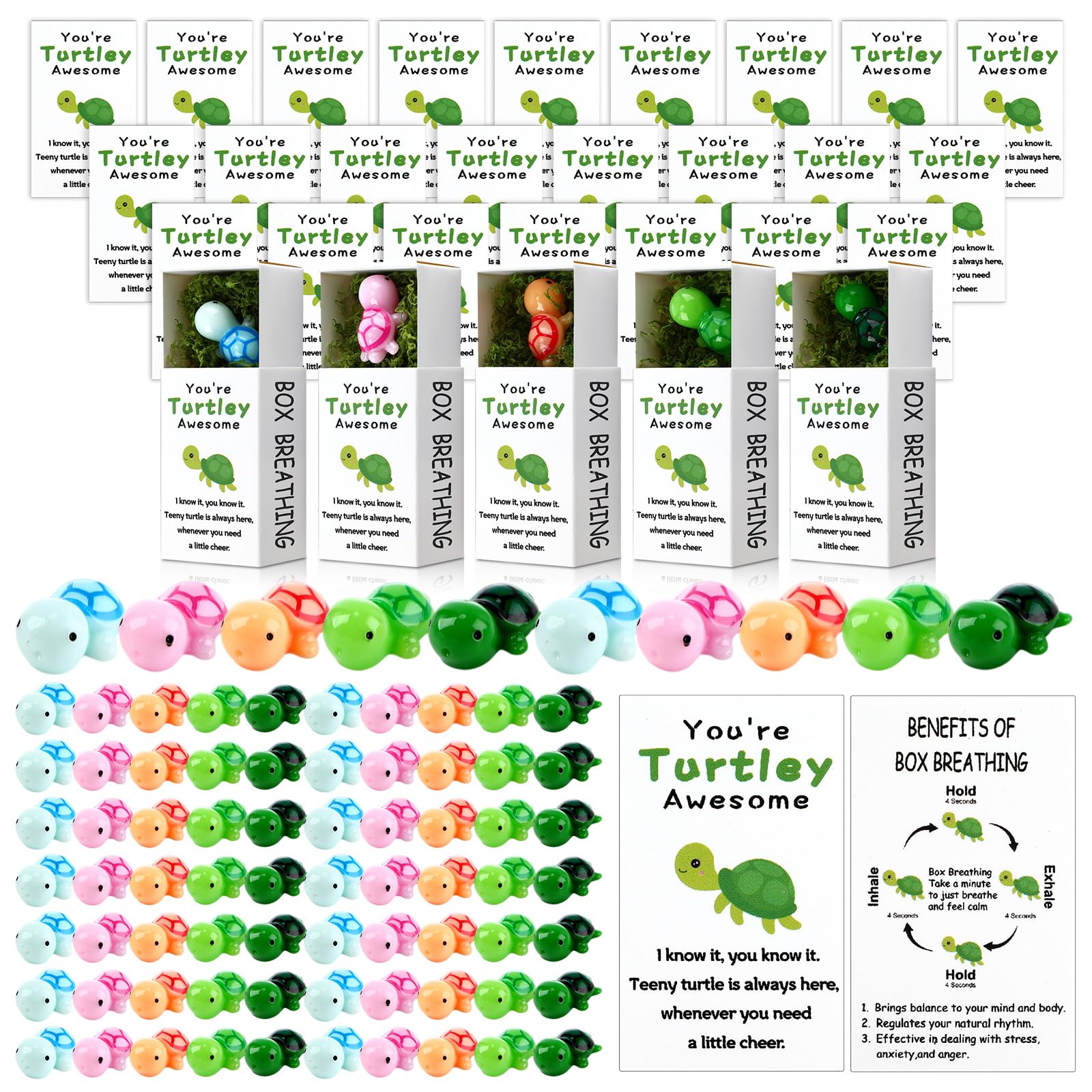 Silipull 100 Sets Employee Appreciation Gifts Bulk Youre Turtley Awesome Breathing Box Christmas Gifts Team Building Support In