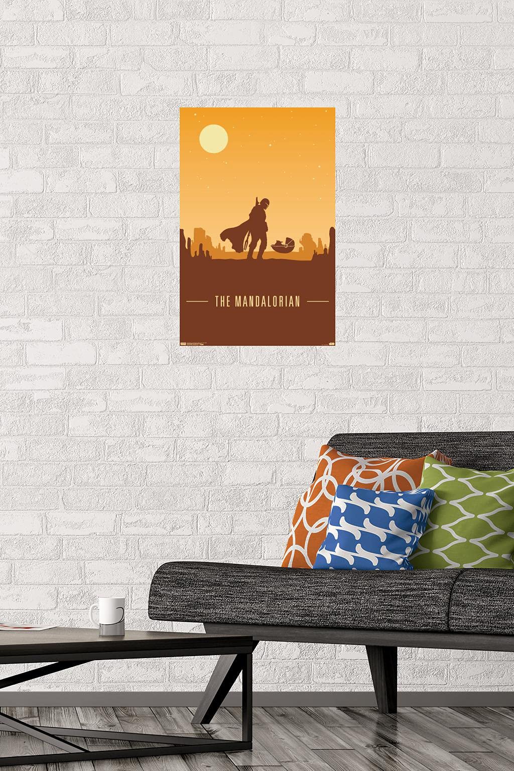 Trends International Star Wars: The Mandalorian - Mando And The Child At Dusk Wall Poster, 14.725'' X 22.375'', Premium Unframed