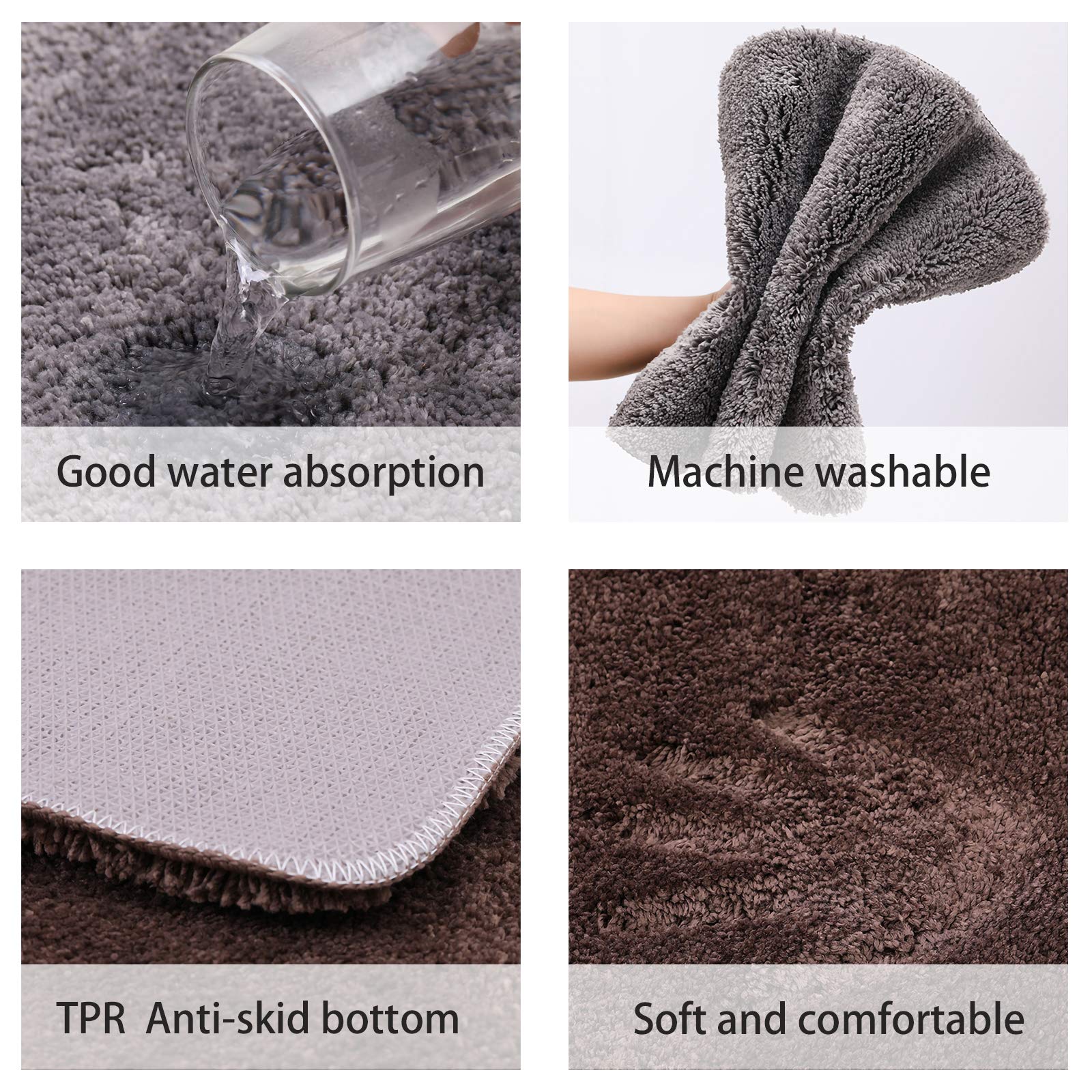 Eanpet Shaggy Bathroom Rugs Non-Slip Chenille Bath Mat for Bathroom Microfiber Water Absorbent Soft Bathroom Mats Shower Mat Machine Washable Bath Rug for Kids Shower Tub 16'' x 24'' Red