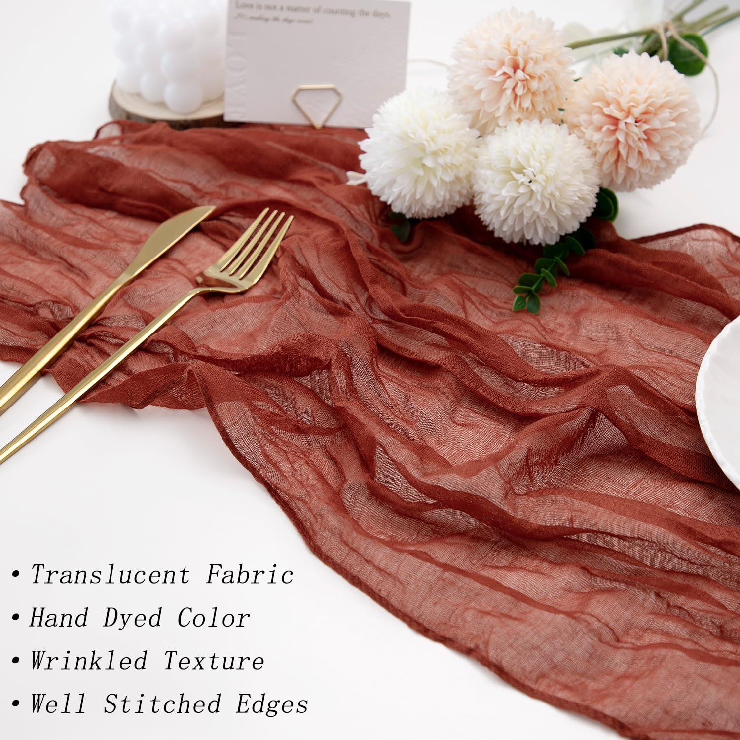 12 Pack Terracotta Cheesecloth Napkins 20  20 Inches Gauze Fabric Cloth Table Napkins With Wrinkle Multipurpose Bulk For Dinner
