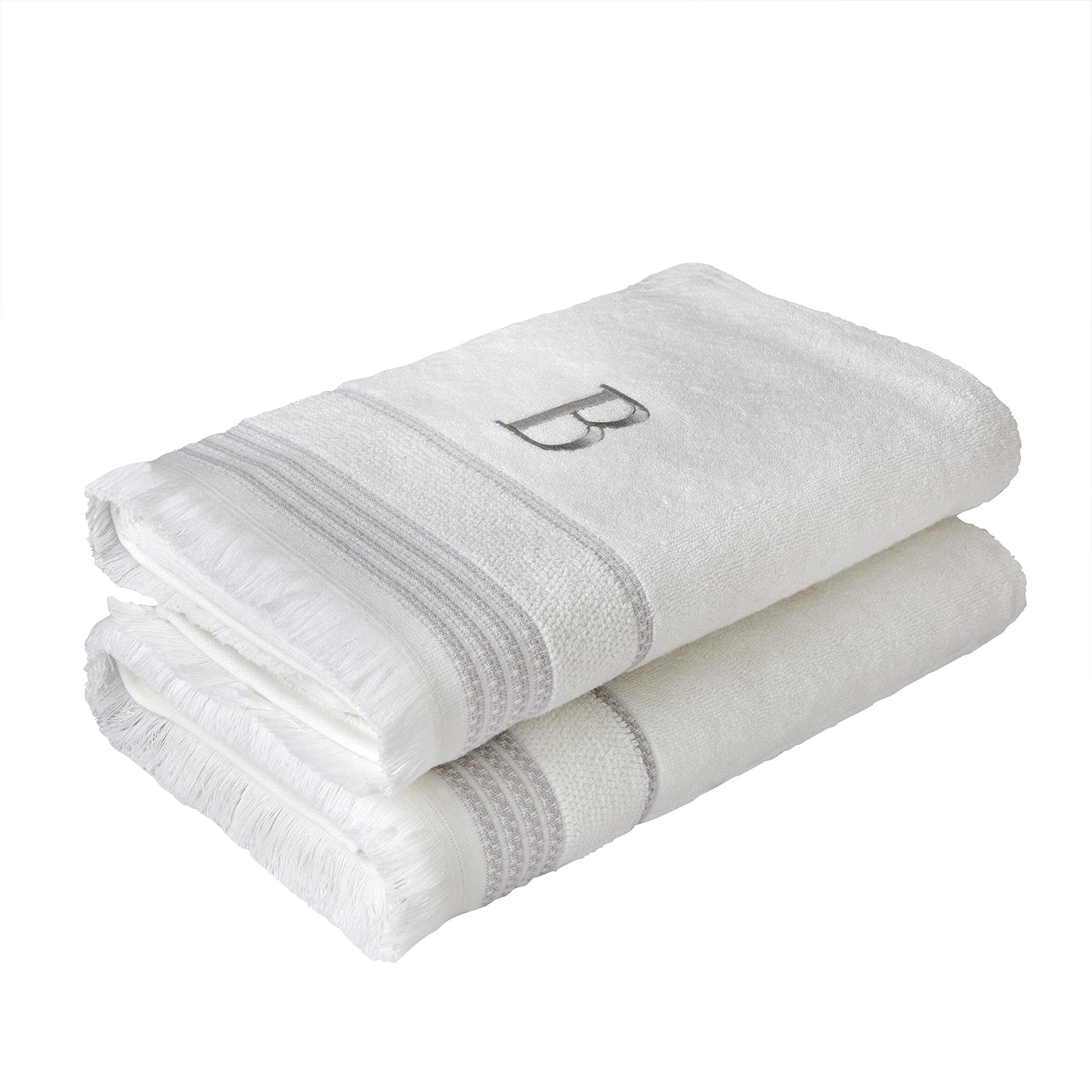 Skl Home Casual Monogram Bath Towel, B, 28X54, White