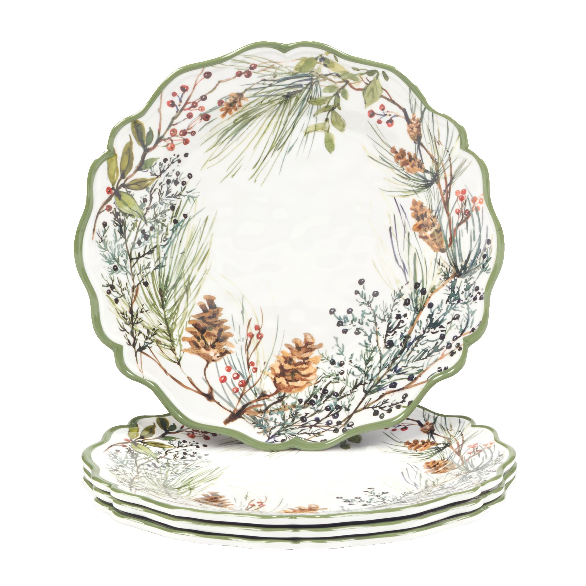 Certified International Winters Forest 11 Melamine Dinner Plates, Set of 4