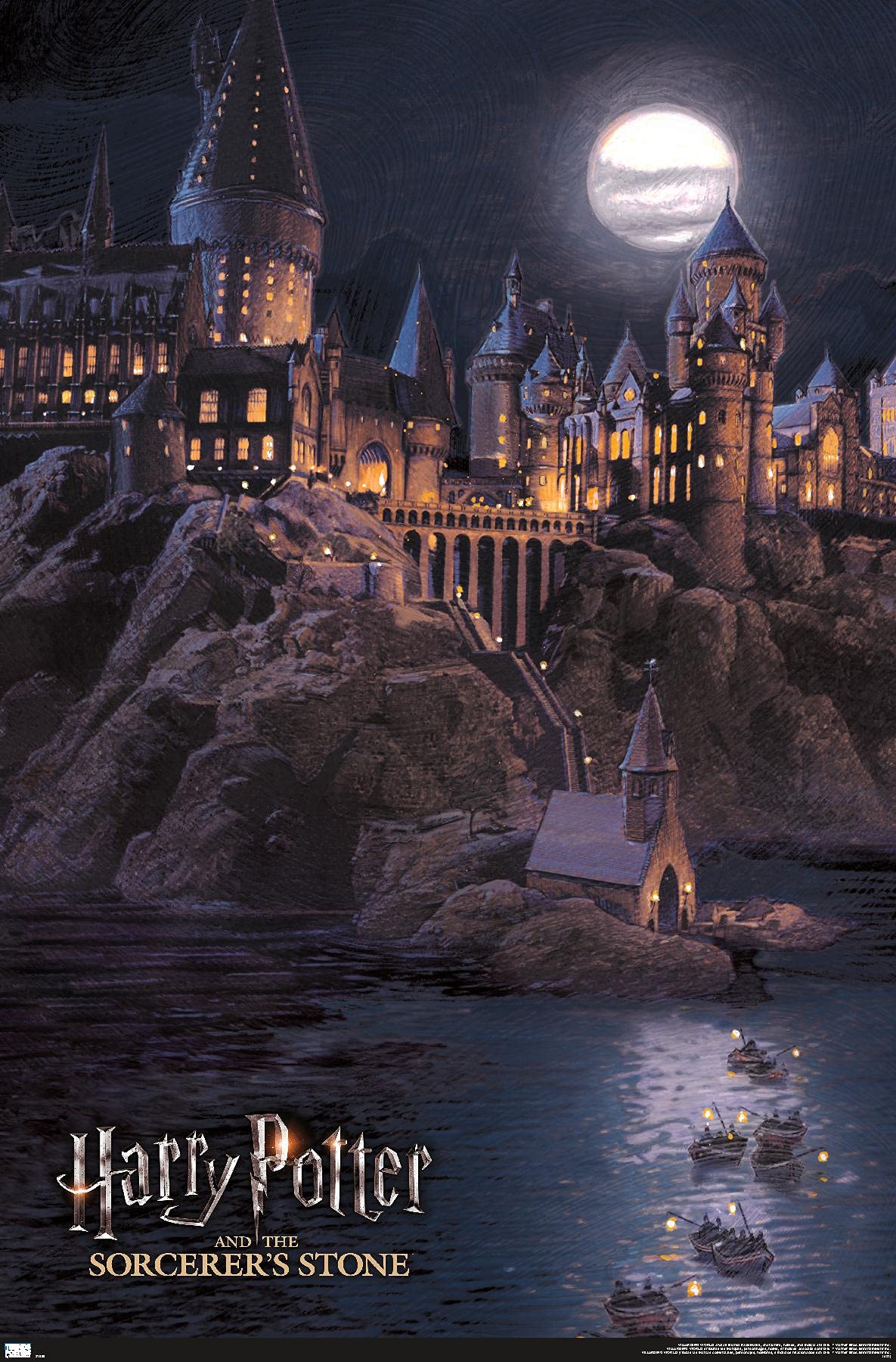 Harry Potter And The Sorcerer'S Stone - Hogwarts At Night Wall Poster, 34L'' X 22.4W'', Premium Unframed Version