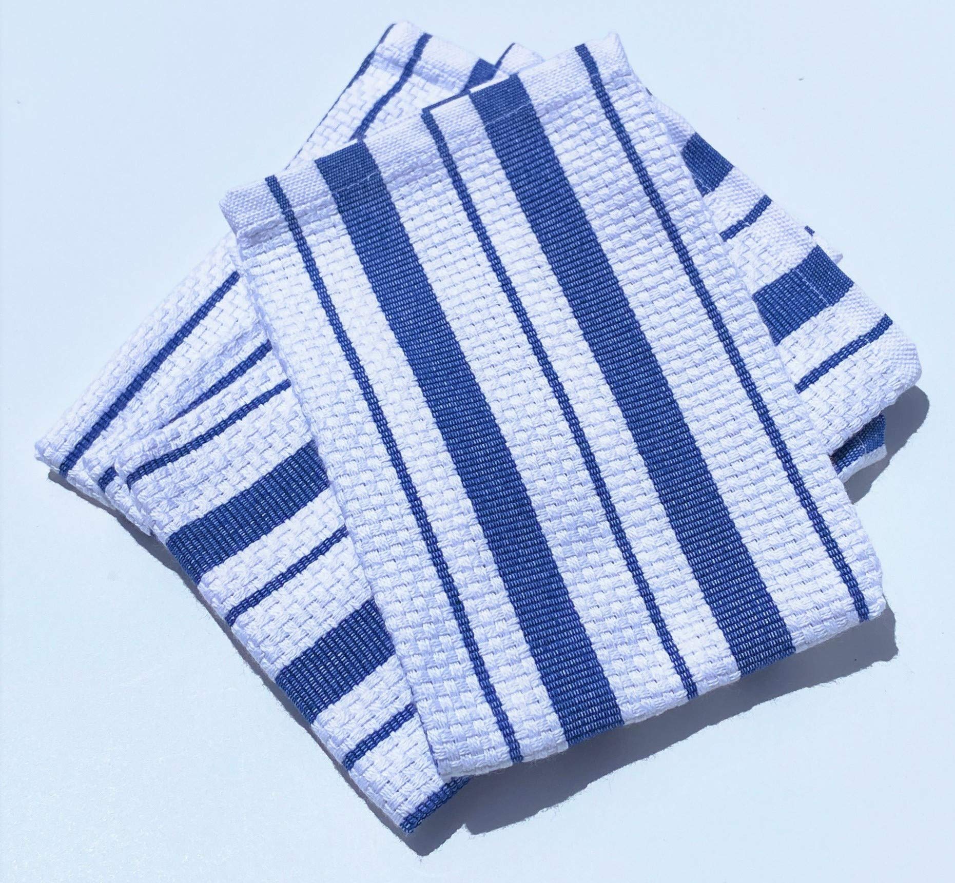 Williams-Sonoma Classic Stripe Kitchen Dishcloths/Dishrags, Set Of 4 (Bright Blue)
