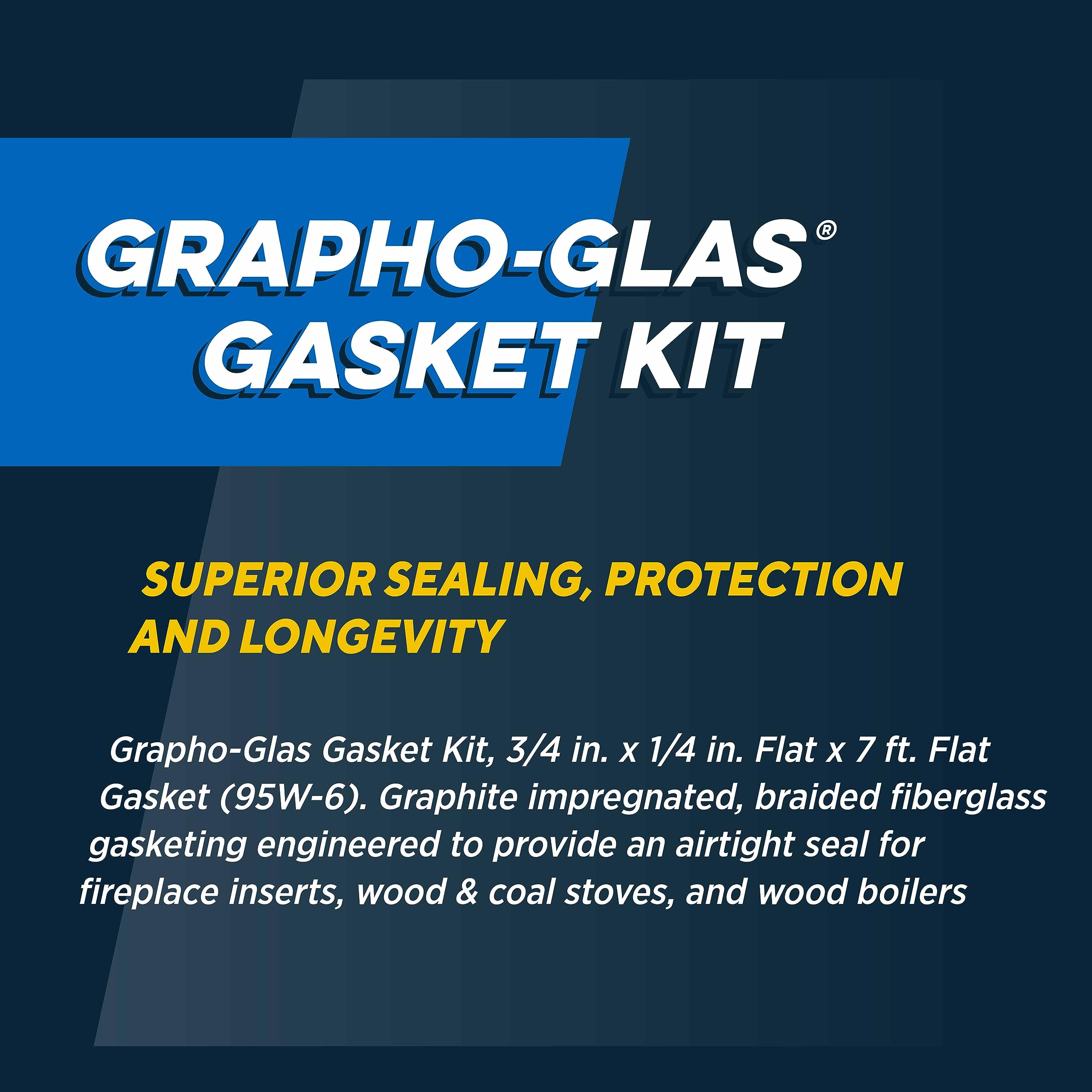Rutland 95W-6 Grapho-Glas Flat Gasket Replacement Kit, 7' X 3/4'' X 1/4''