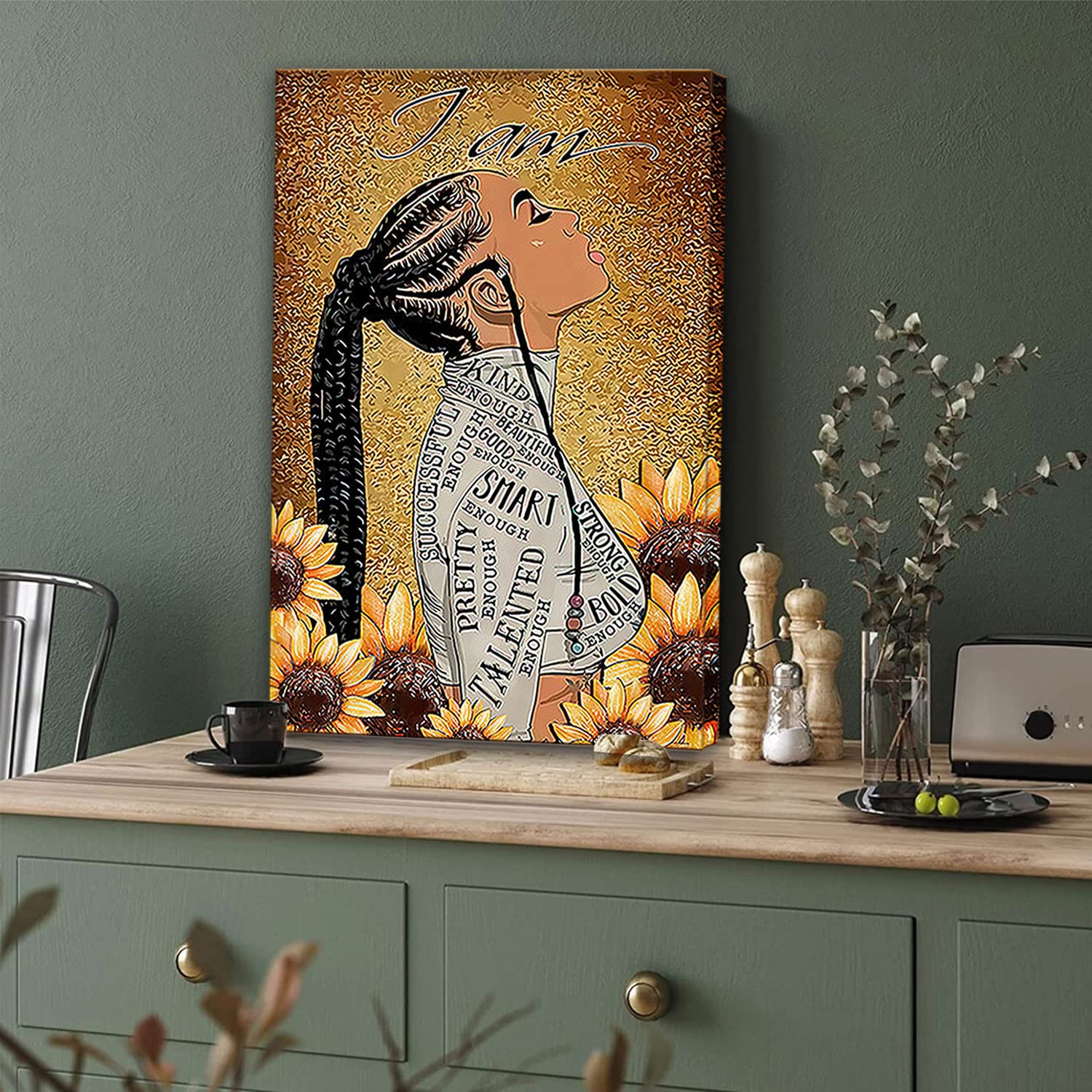 Framed Black Women Girl Wall Art Teen Black Girl Pictures Black Girl Inspirational Poster African American Wall Art for Black Girls Bedroom Wall Decor Ready to Hang16*24''
