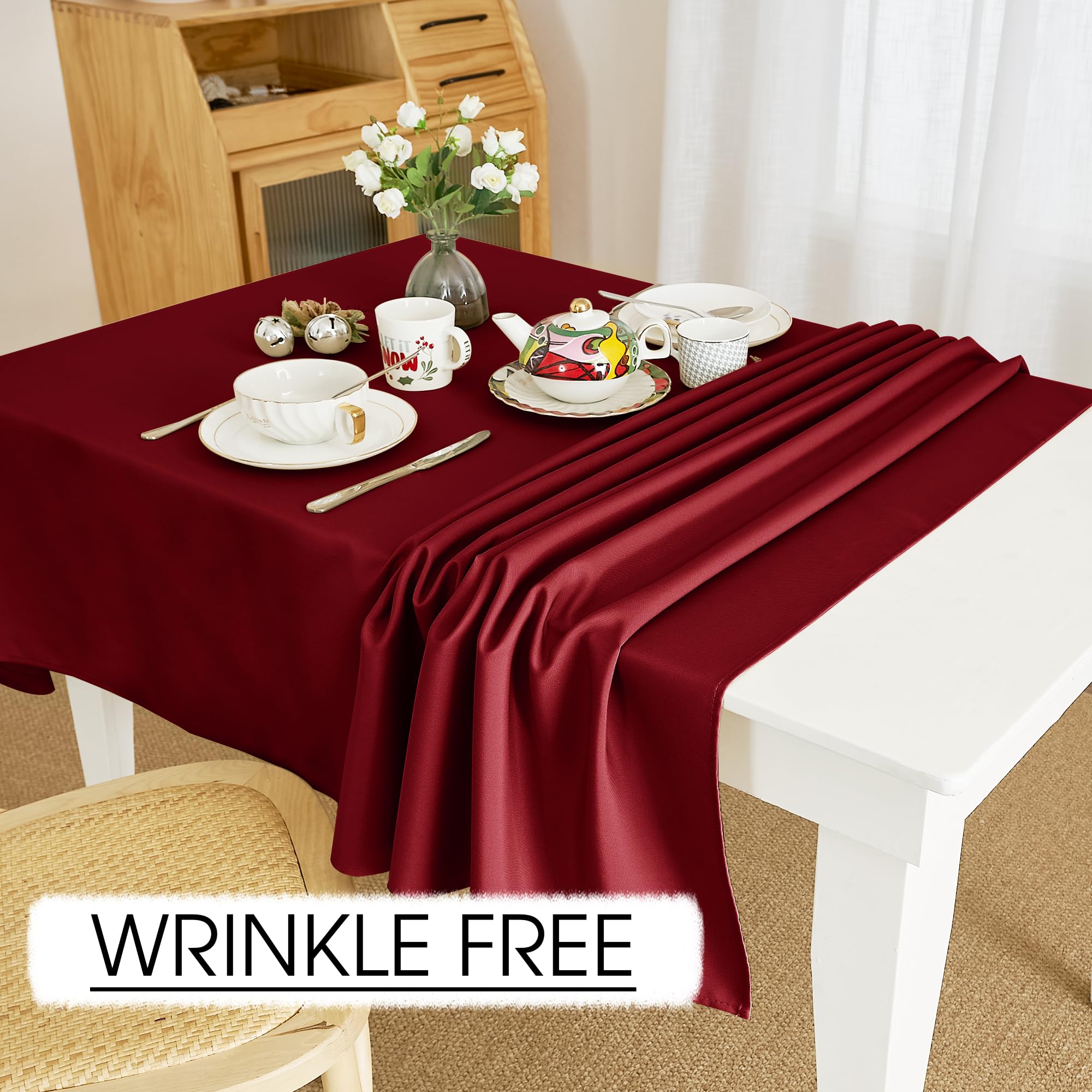 Ryb Home Red Table Cloth - Spill-Proof Waterproof Scratch Resistant Tablecloth For Banquet Dining Trade Show Indoor Outdoor Use,