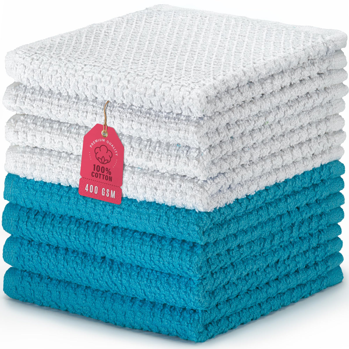 Decorrack 8 Pack 100% Cotton Face Towels, Ultra Absorbent 12 X 12 Inch Wash Cloths, 400 Gsm, Premium Quality, Soft Fingertip Tow