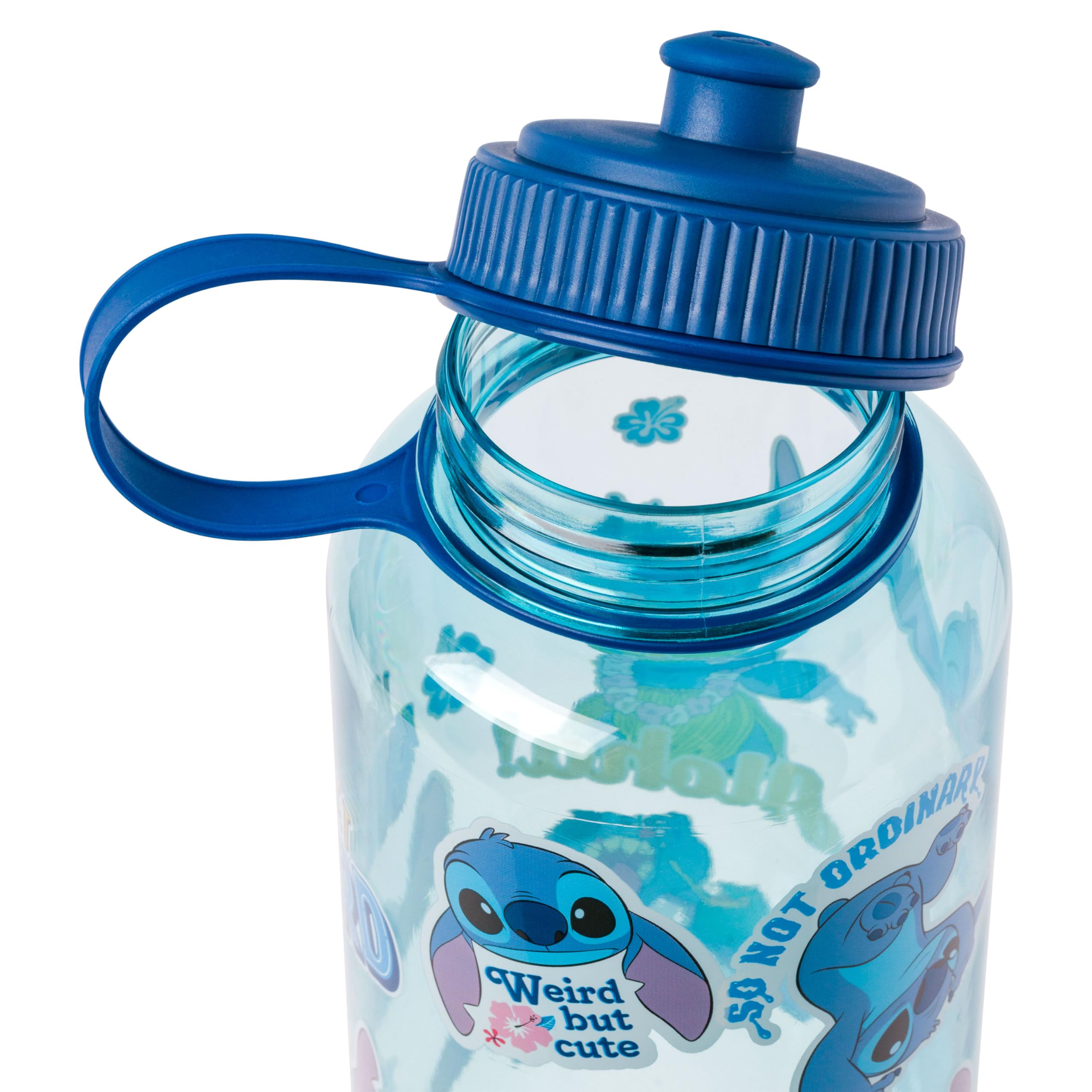 Silver Buffalo Disney Lilo And Stitch Weird Cute Decals Big Sports Water Bottle, 33.8 Ounces