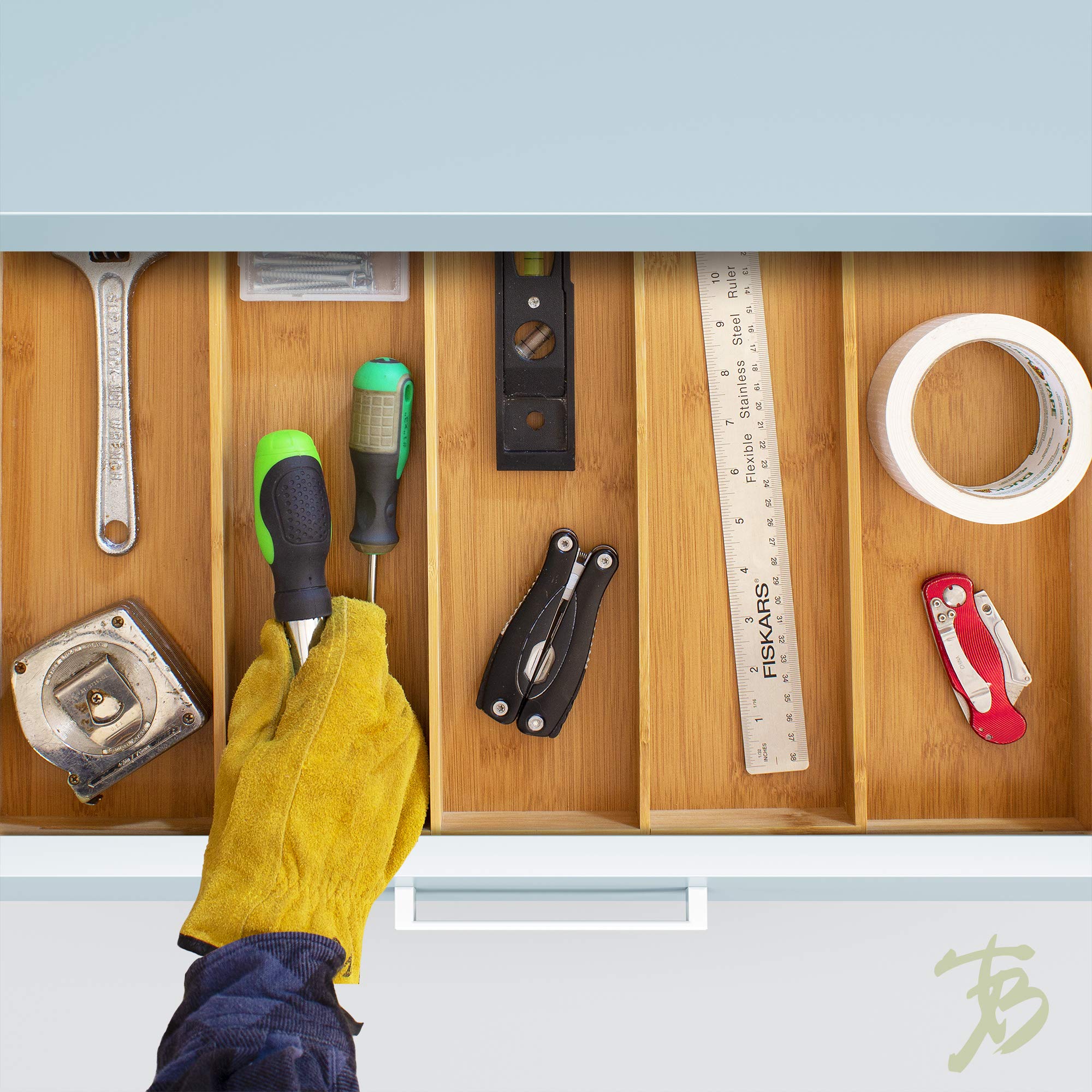 Totally Bamboo Expandable 5-Compartment Drawer Organizer, Expands From 13 To 22'' Wide