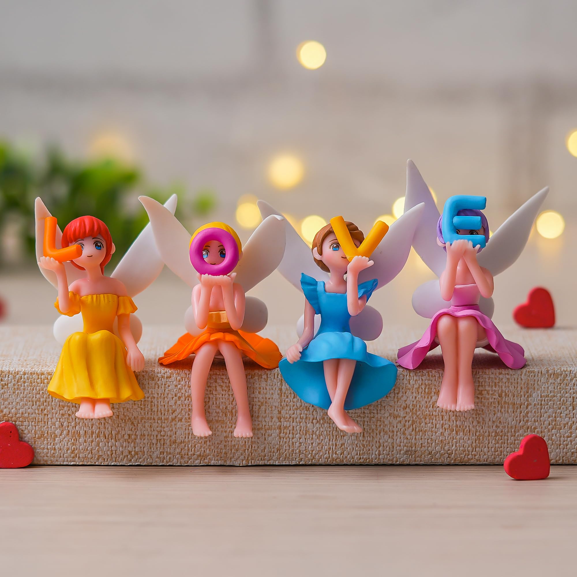 Ecraftindia Set Of 4 Dolls With Love Miniature Toys | Dollhouse Accessories Valentine Gift For Girlfriend Wife Her | Valentine D
